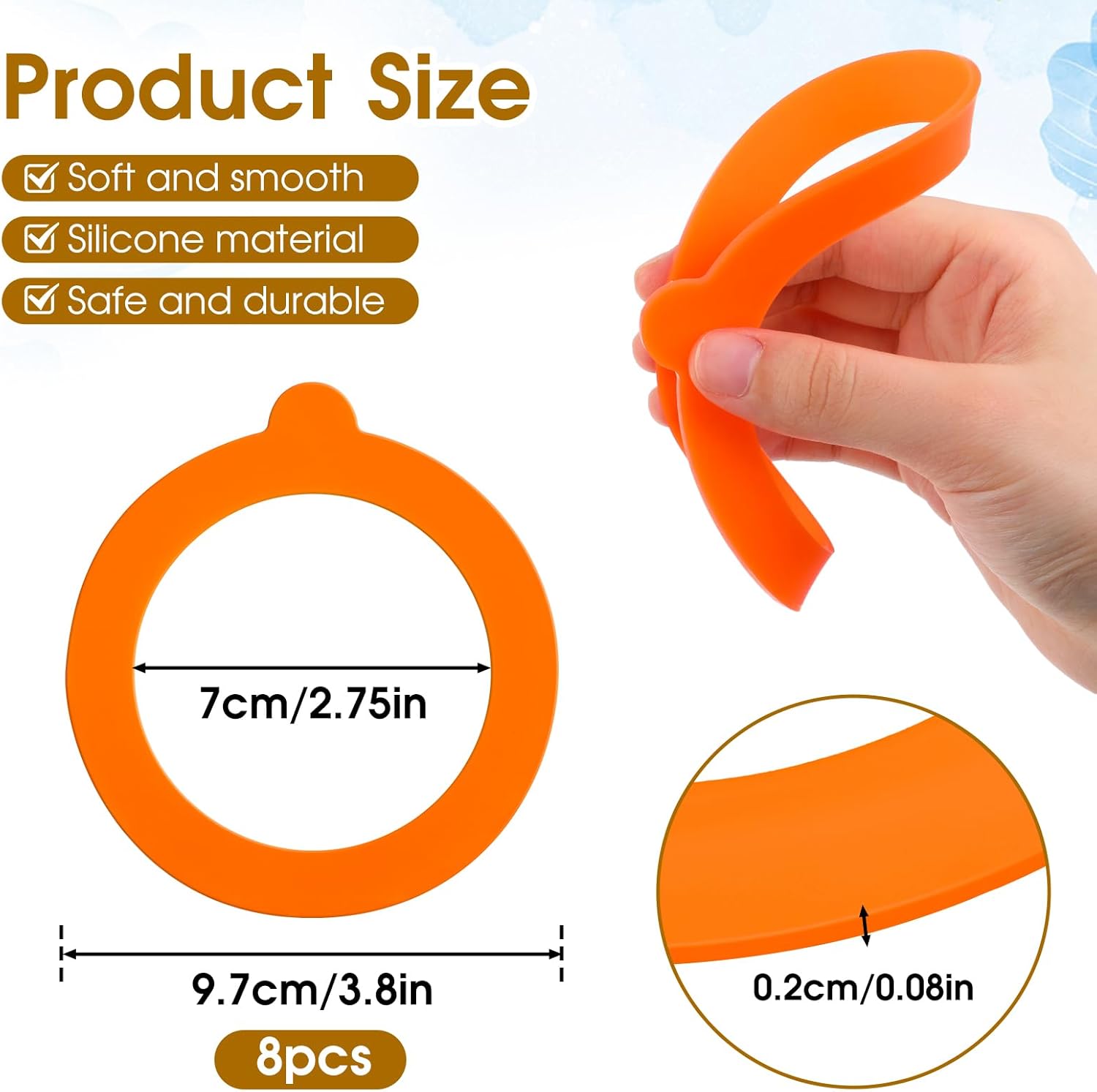 8-Piece Silicone Gasket Canning Rings Replacement Glass Jar Lids
