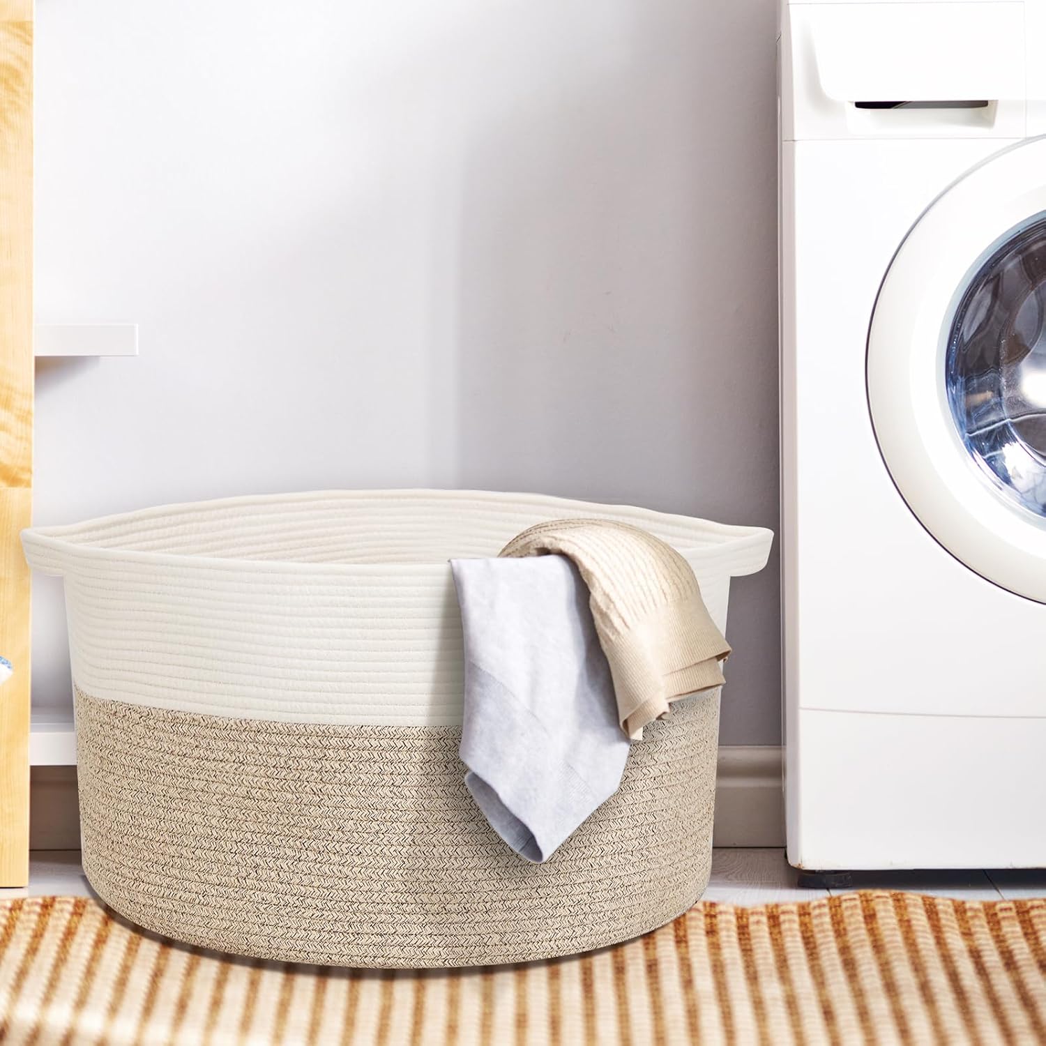 Elegant Large Cotton Rope Basket for Storage Brown