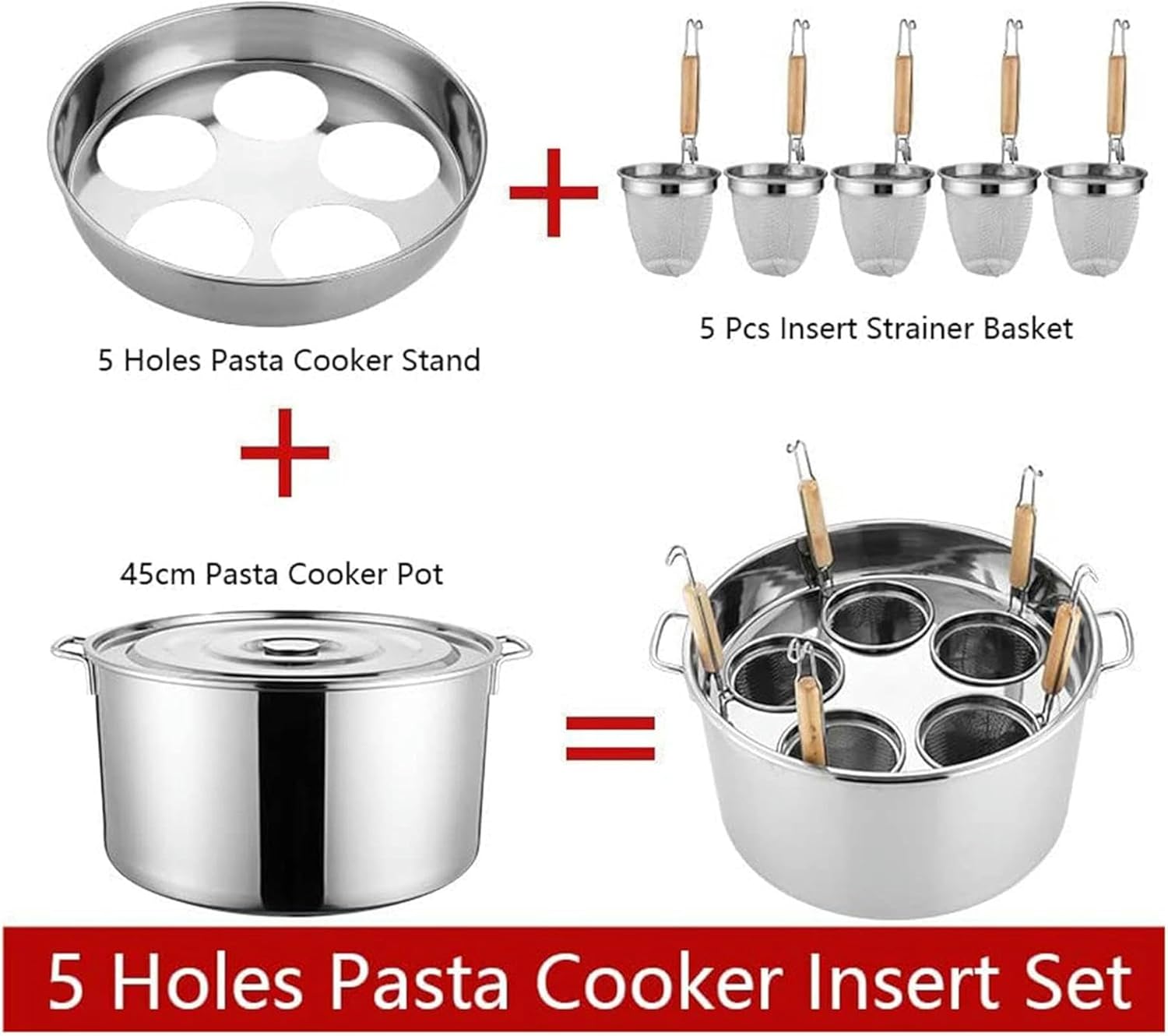Multi-functional Stainless Steel Pasta Cooker with Strainer Basket