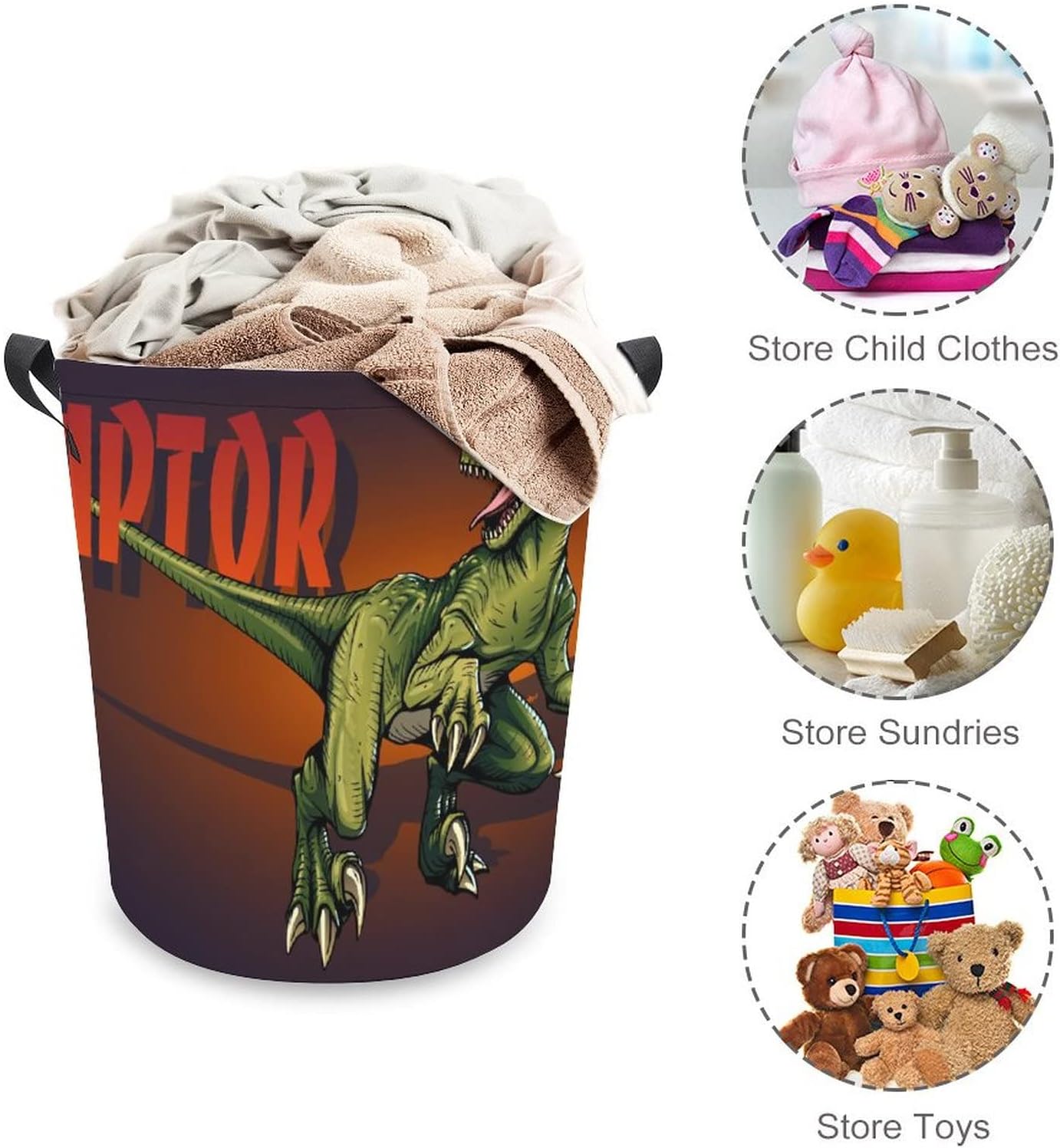 MEIKKO Velociraptor Dinosaur Kids Storage Bag Collapsible Waterproof Easy to Carry