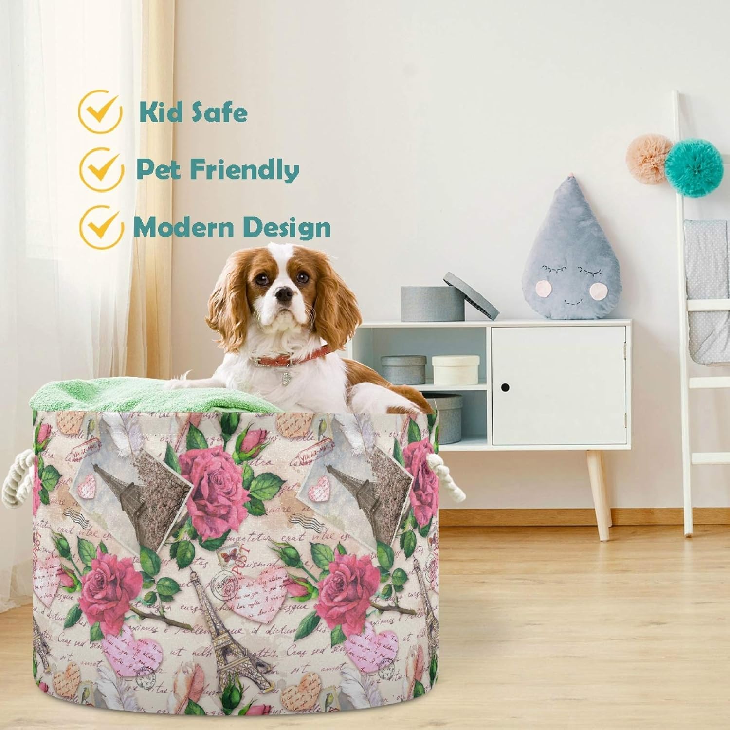 Visesunny Eiffel Tower Heart Storage Bin Collapsible multi-functional