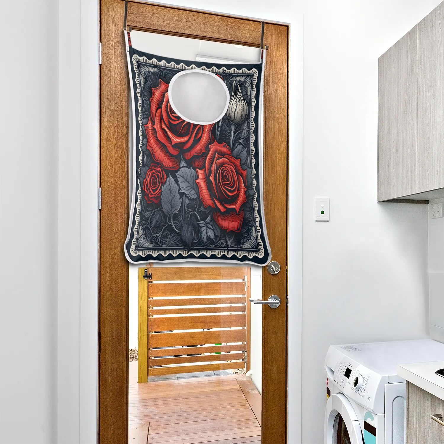 Foldable Red Rose Laundry Hamper for Efficient Storage