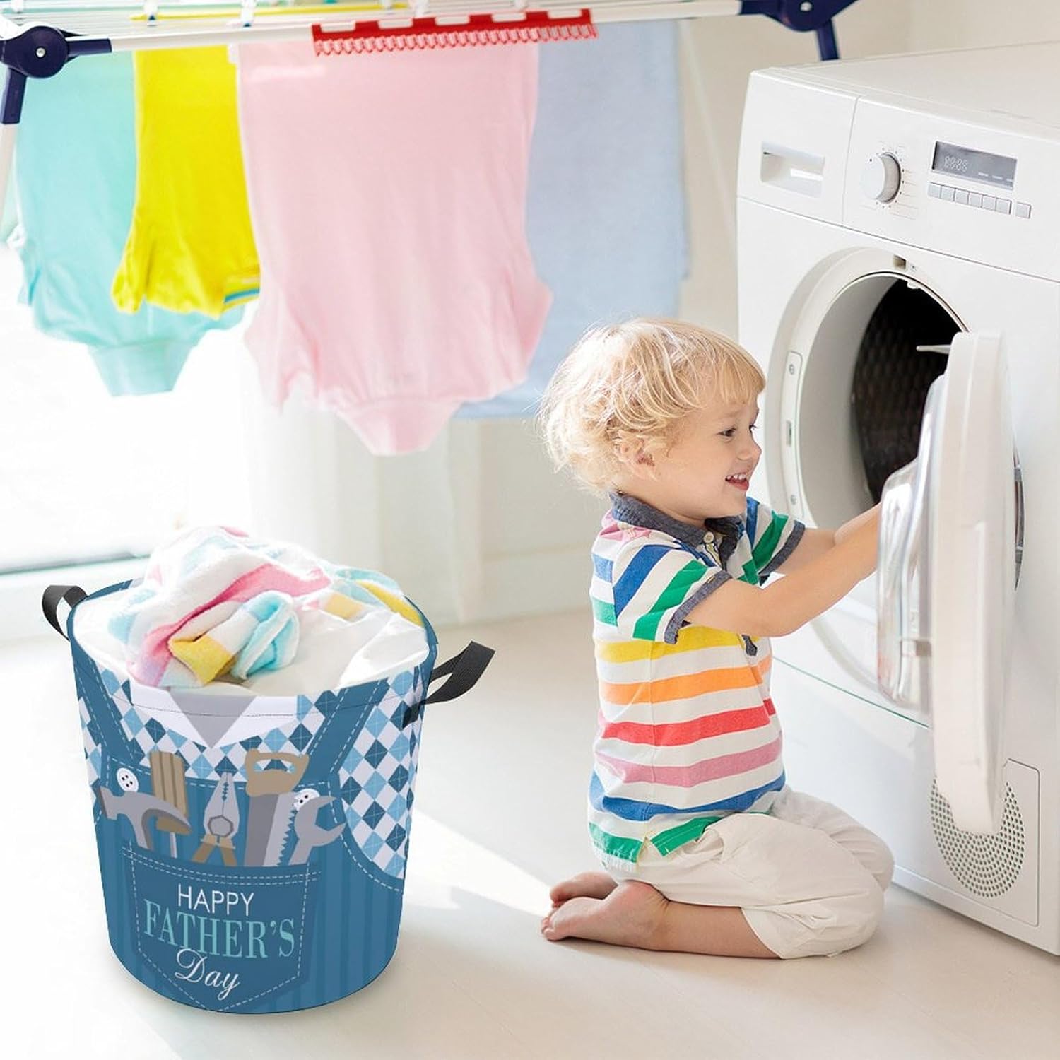 Super Fun Useful Collapsible Laundry Basket for Families Kids