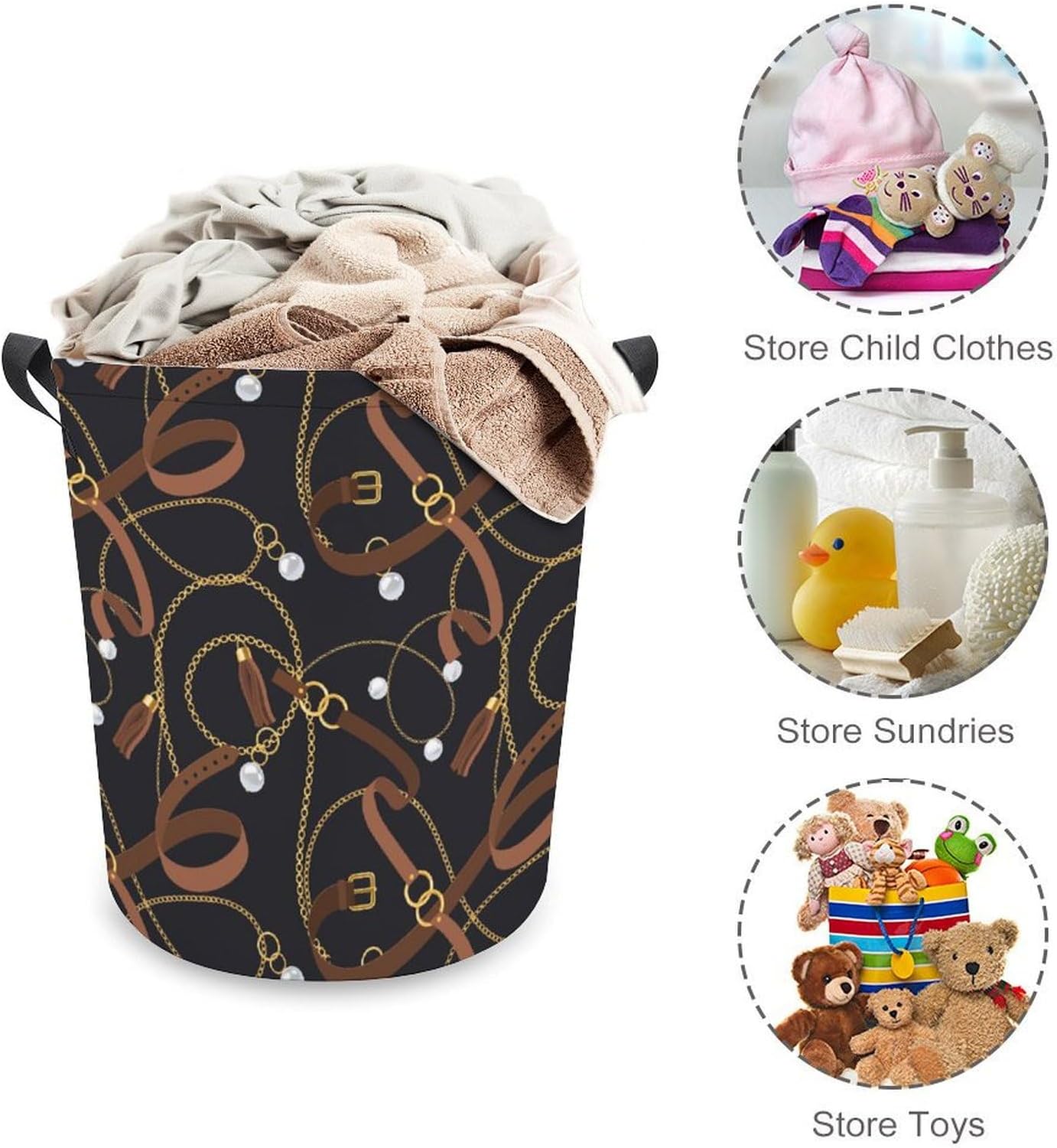 Meiko Gold Chains And Pendants Laundry Hamper Waterproof Unique Design
