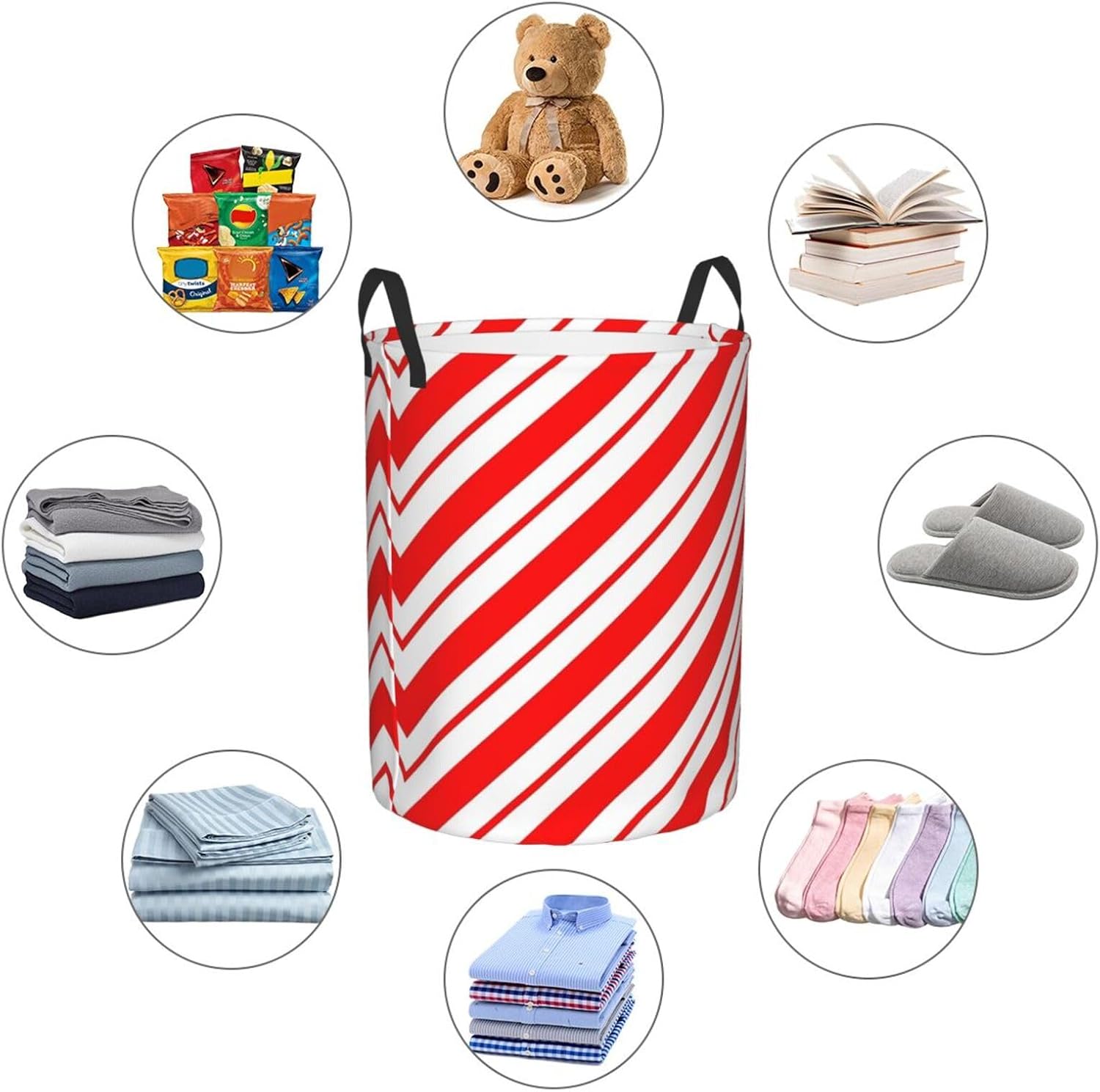 Peppermint Stripes Laundry Basket Waterproof Portable