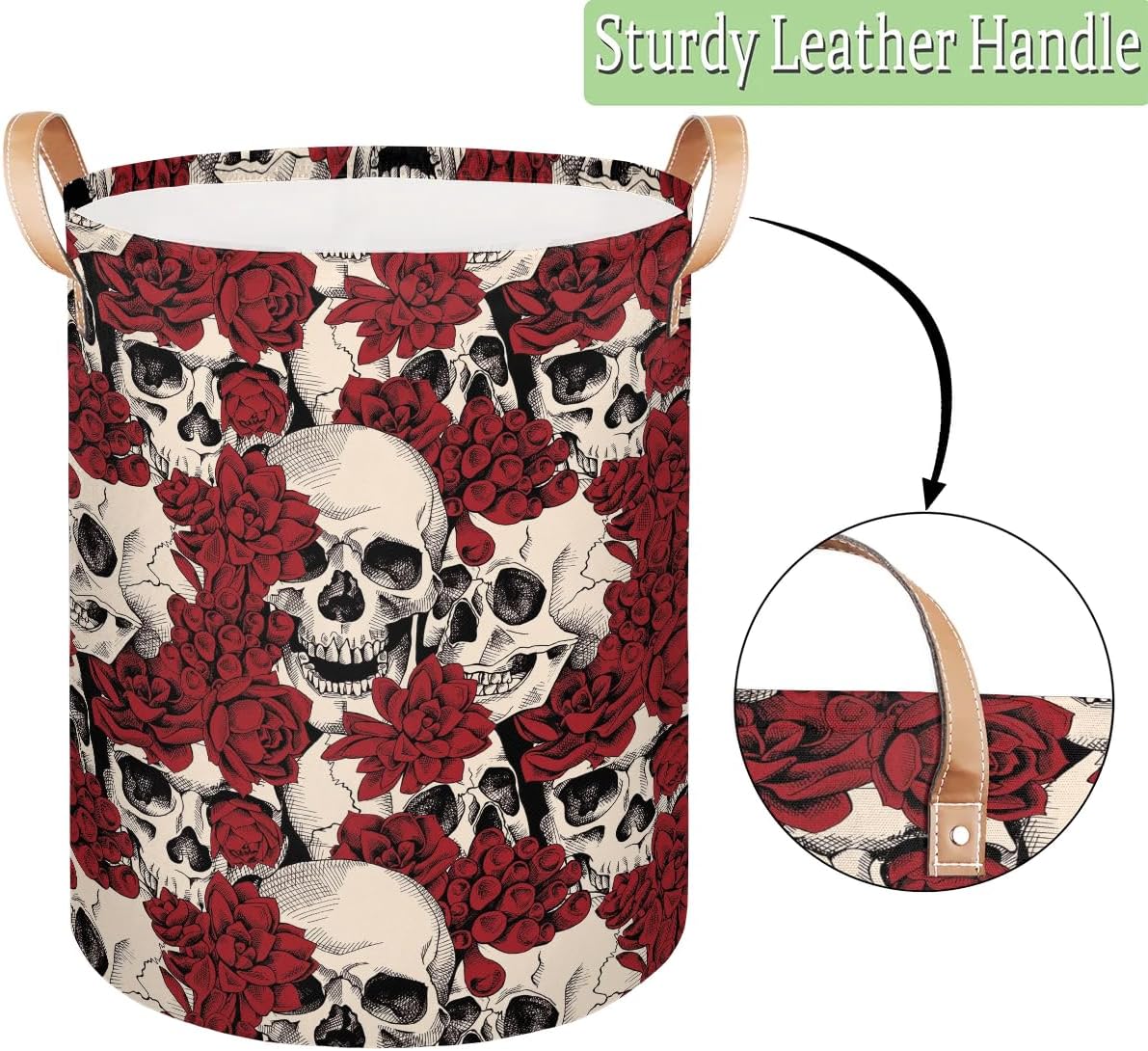 Gothic Skull Storage Jar with Leather Handle