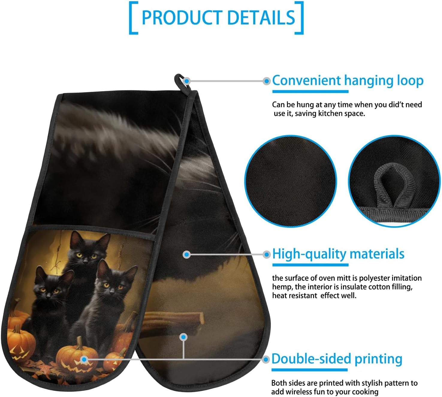 Gublec Halloween Cats Pumpkins Oven Mitts
