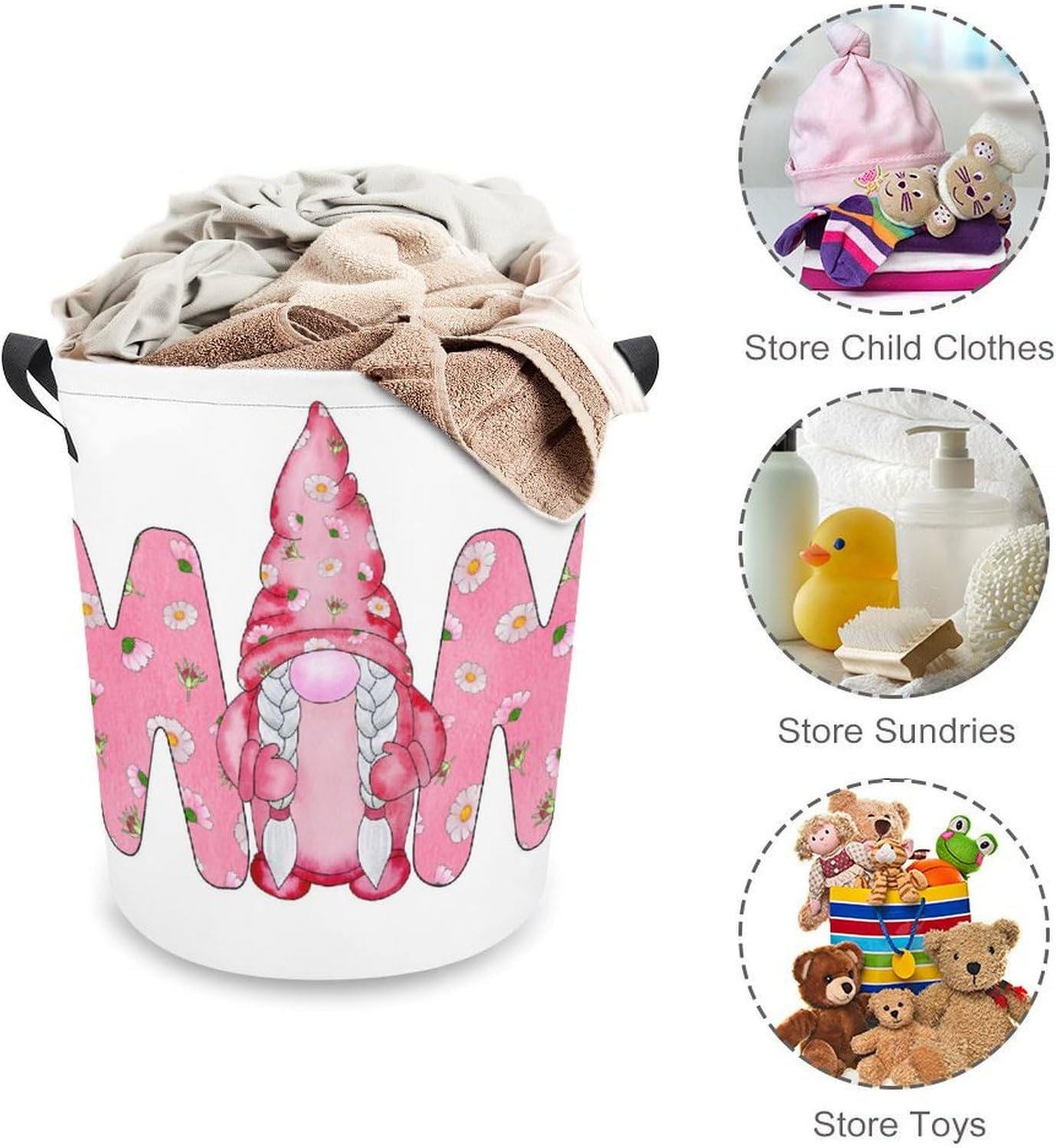 Colorful Watercolor Gnome Laundry Hamper
