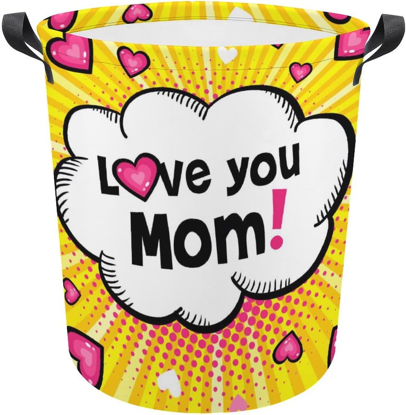 Love You Mom Collapsible Laundry Hamper Perfect for Family Storage