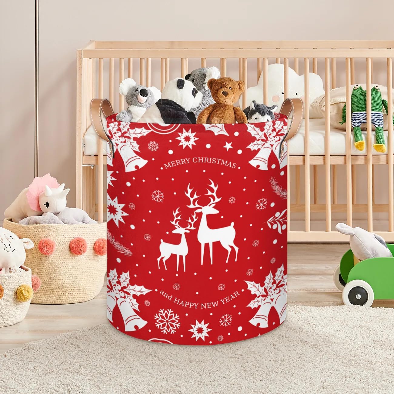 Christmas Deer Collapsible Laundry Basket Eco-Friendly Storage Hamper