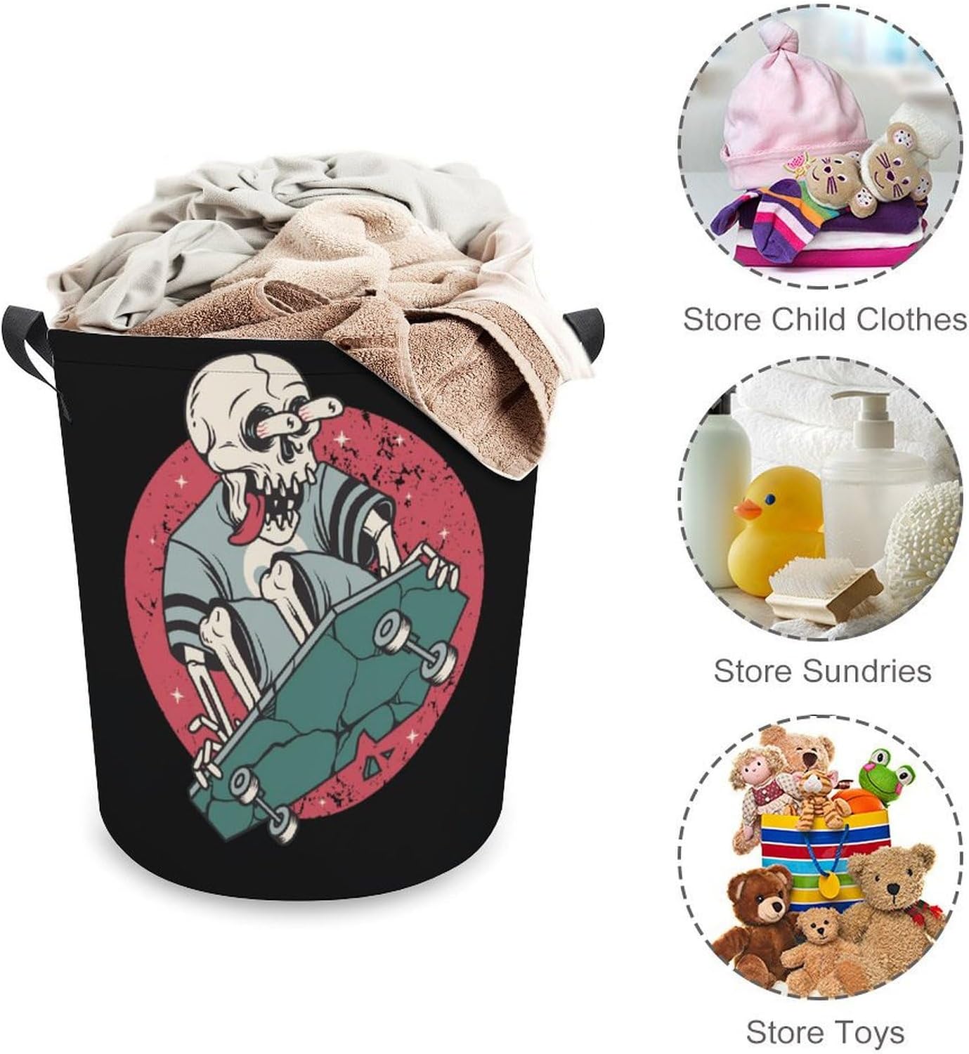 OV2925MEI skull print skateboard laundry hamper