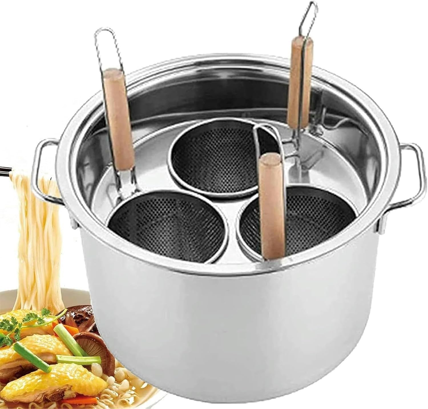 Stainless Steel Pasta Cooker Set - 345 Holes - Easy Drain Durable and mess-free