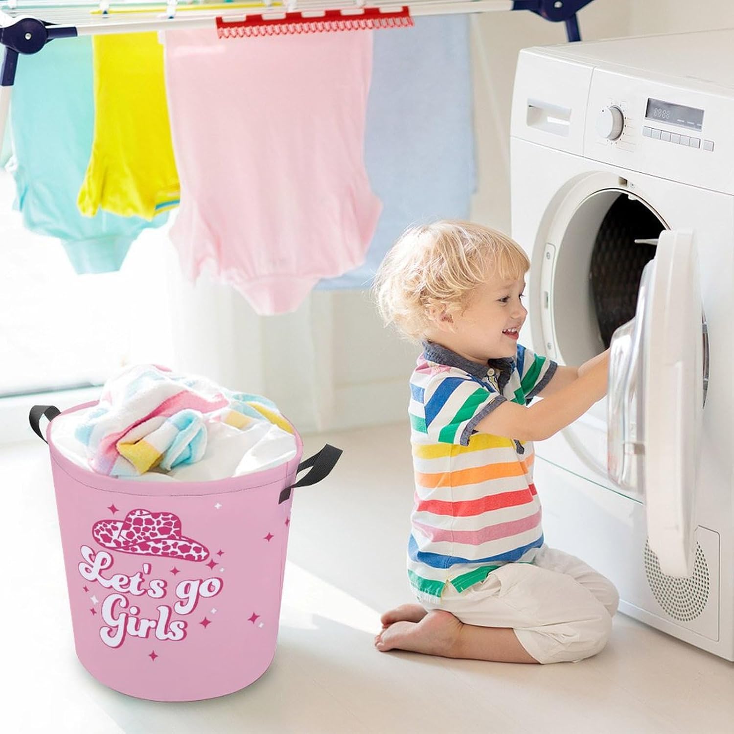 Pink West Kids Laundry Hamper