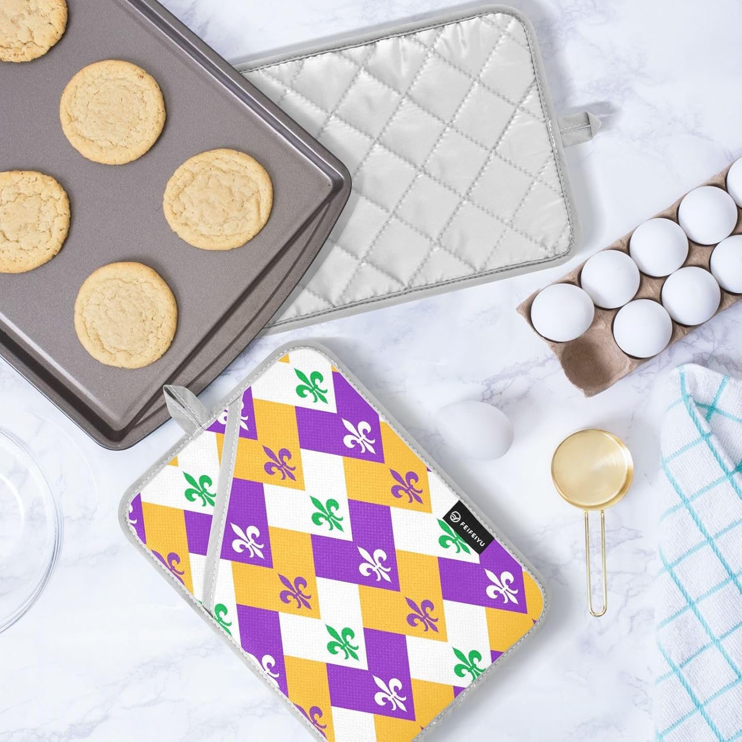 Vibrant Geometric POTHolders for Cooking Heat Resistant Durable Two-Piece Set