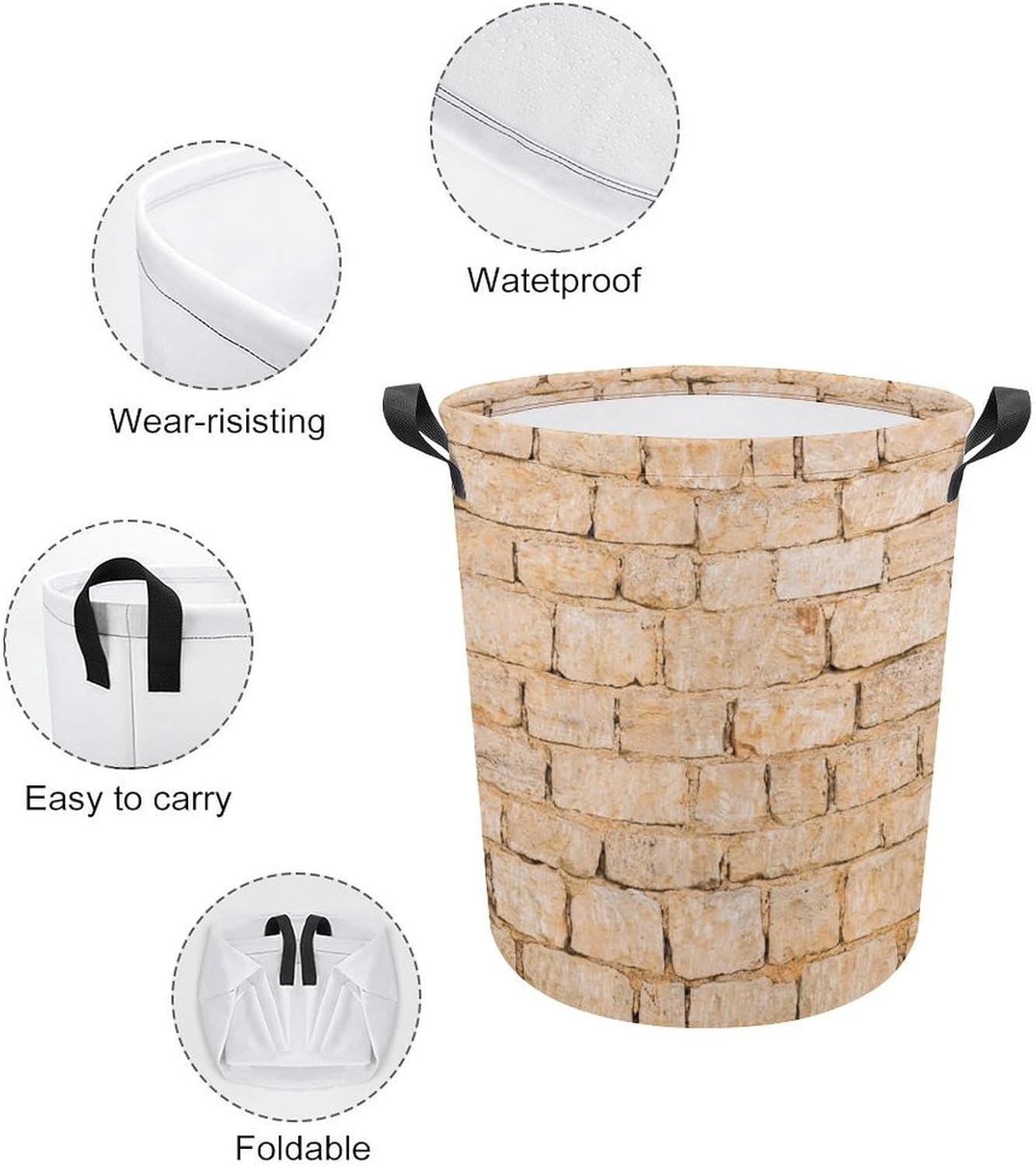 Old Stone Wall Blocks Storage Basket