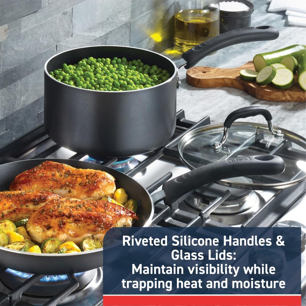 Secure Non-Stick Cooking Experience with 12-Piece titanium-coated Cookware Set