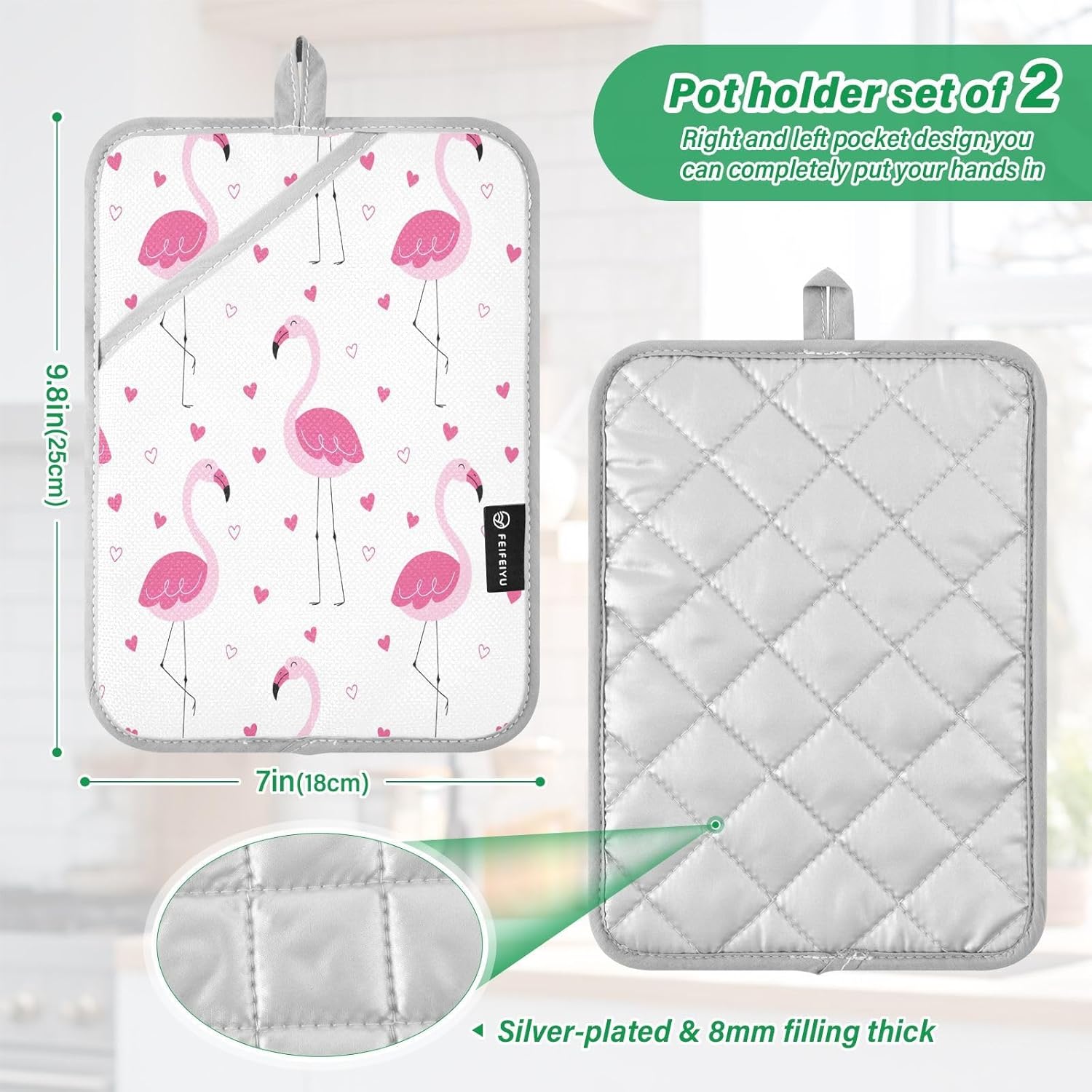 Elegant Pink Flamingos Heat Resistant Potholders