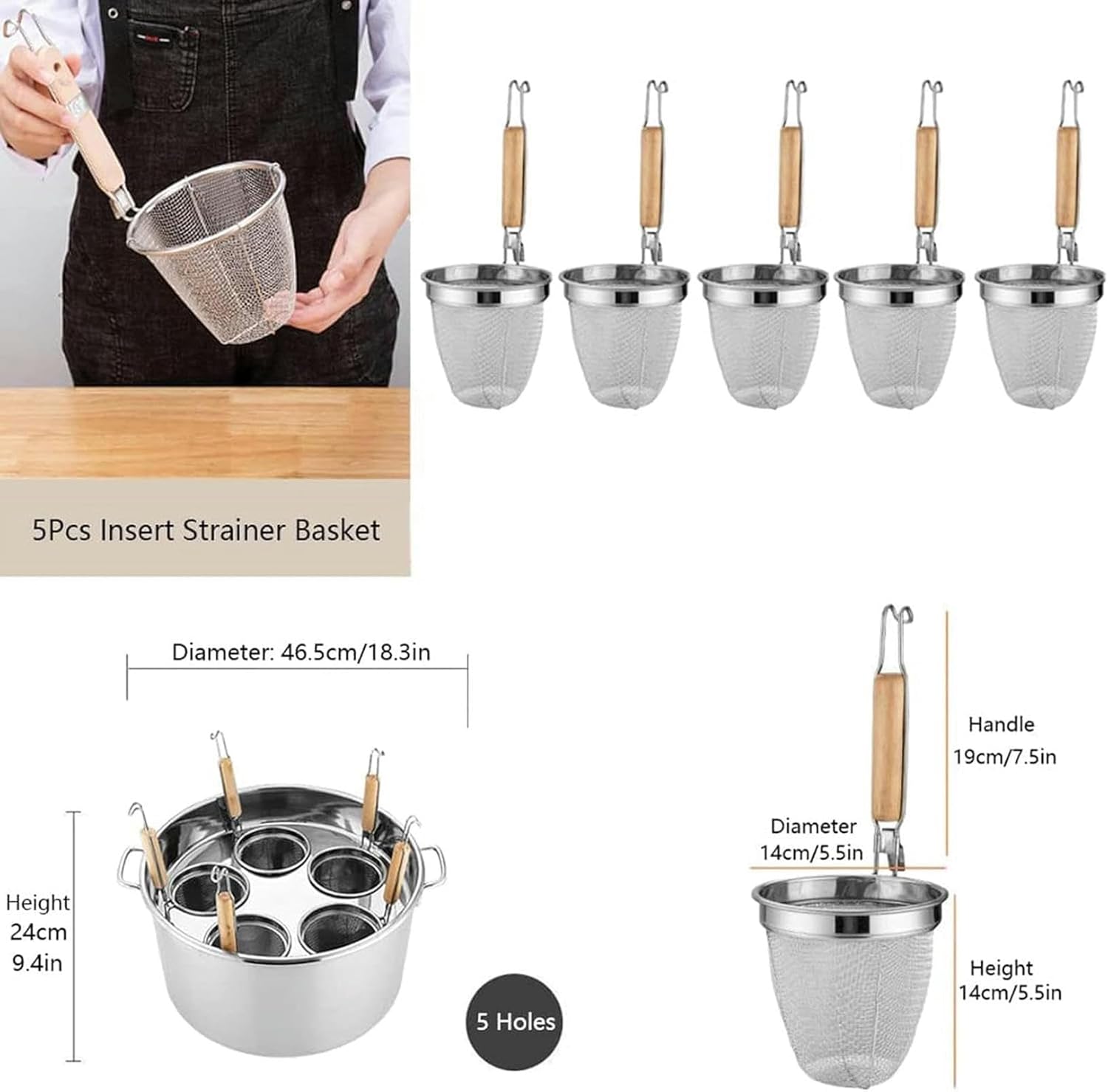Multi-functional Stainless Steel Pasta Cooker with Strainer Basket