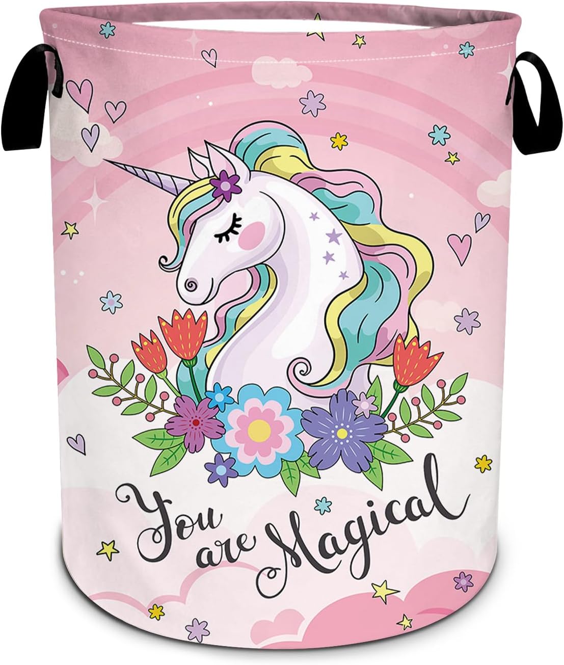 Waterproof Foldable Laundry Hamper Pink Floral Design by SLHFDKL