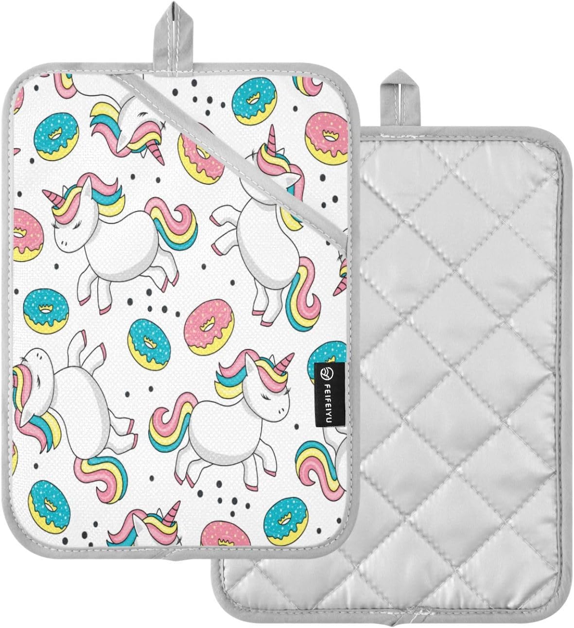 Cute Cartoon Unicorns 2-Pack Heat-Resistant Potholders