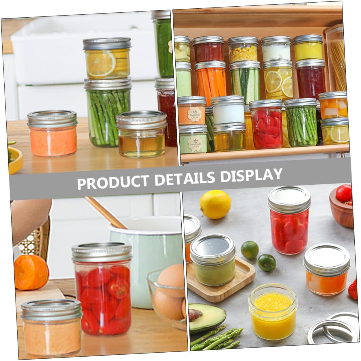 Alipis 8pcs 250ml Plastic Mason Jars with Aluminum Covers