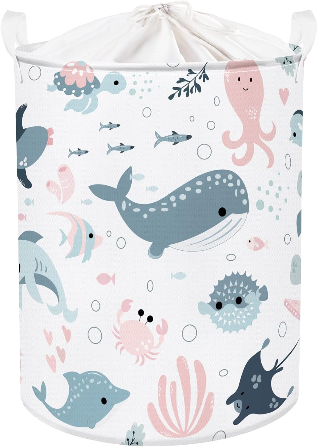 Clastyle Marine Animal Laundry Basket with Lid Perfect for Kids