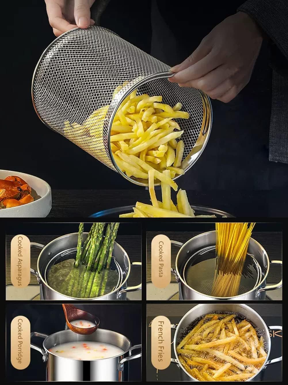 Bingwang 5L Pasta Pot with Glass Lid and Removable Basket