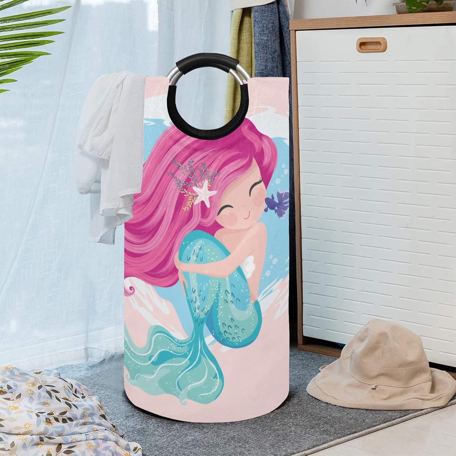 Dujiea Mermaid Collapsible Laundry Basket