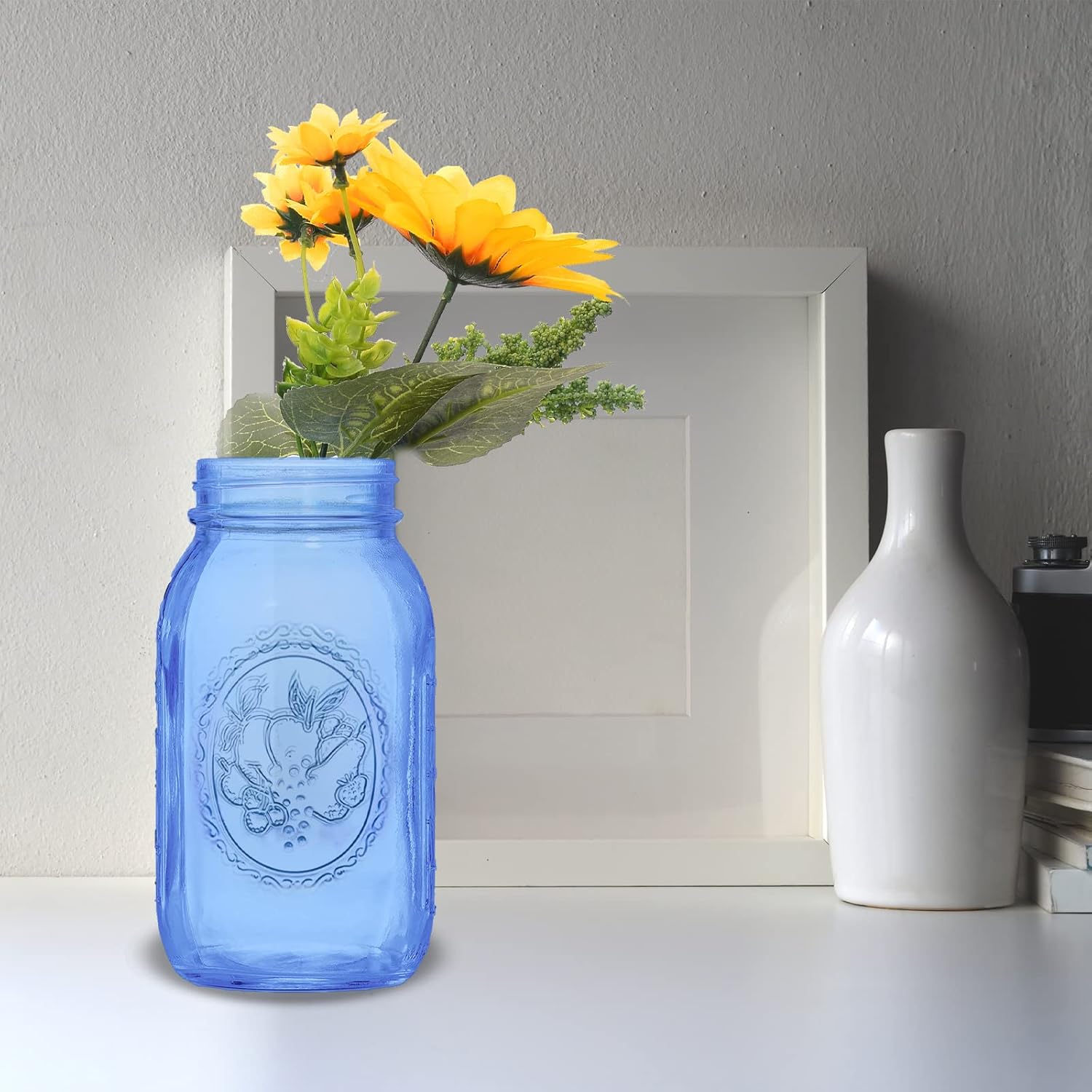 Elegant Blue Mason Jars 6-Pack
