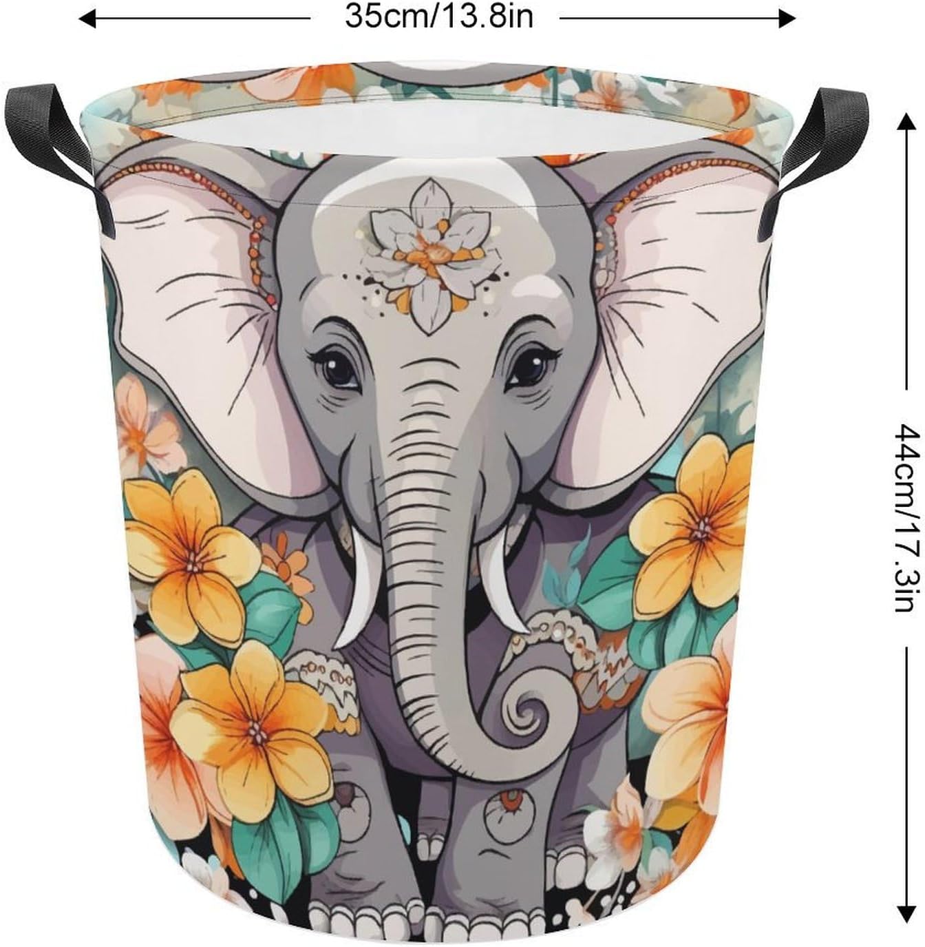 Waterproof Cartoon Elephant Laundry Hamper Cute Storage Basket for Home Kitchen