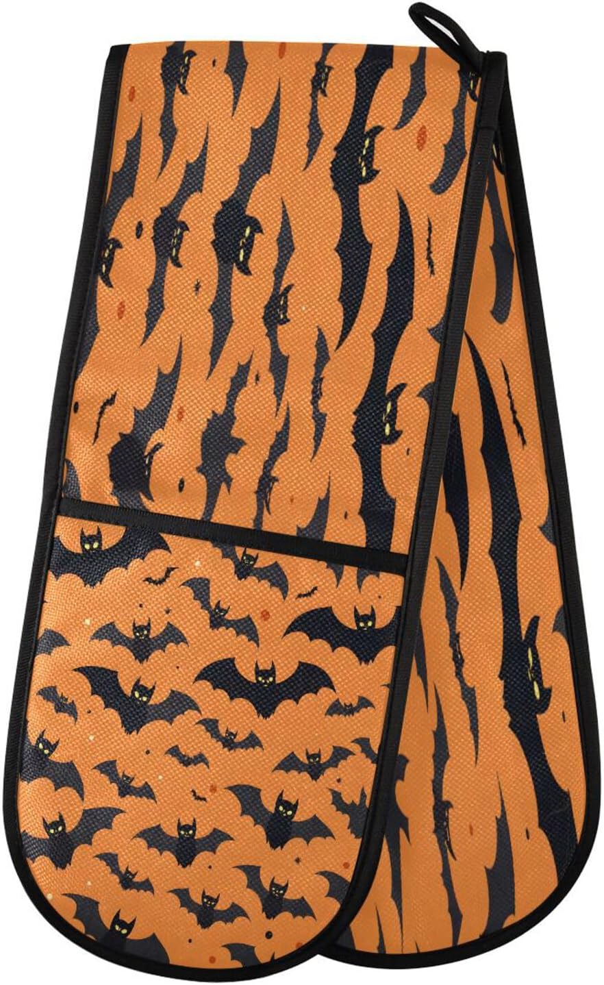 Halloween Playful Animal Black Bat Oven Mitts