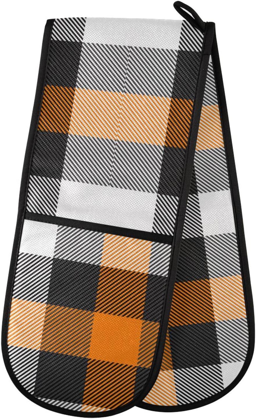 KLL Halloween Plaid Double Oven Mittens