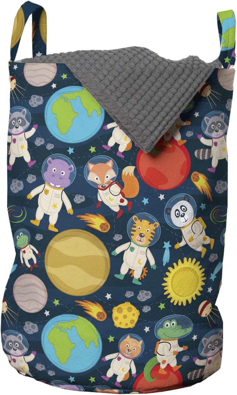 Space-Astronauts Storage Hamper for Laundromats with Drawstring Closure