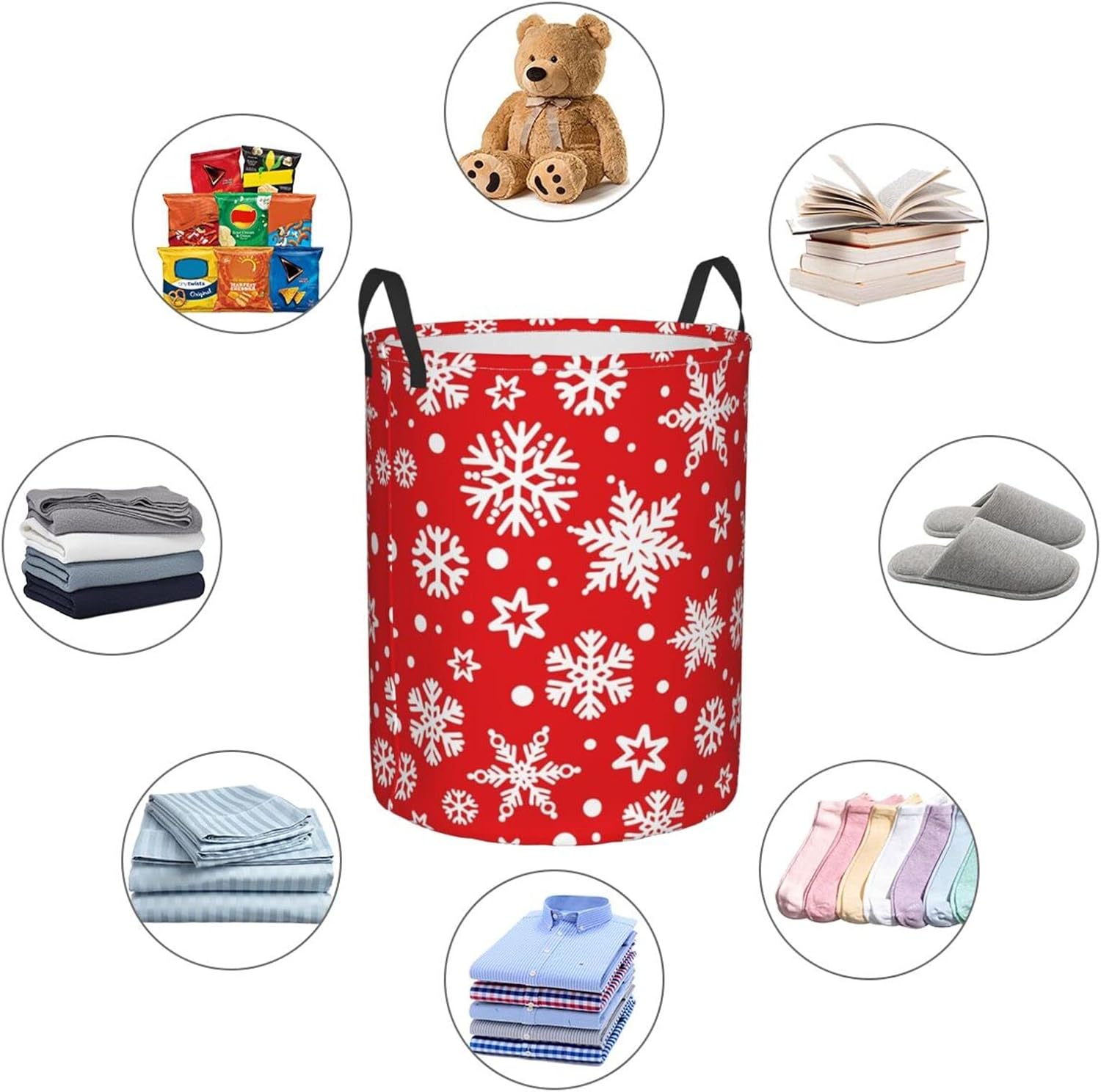 Collapsible Laundry Hamper with Handles Red