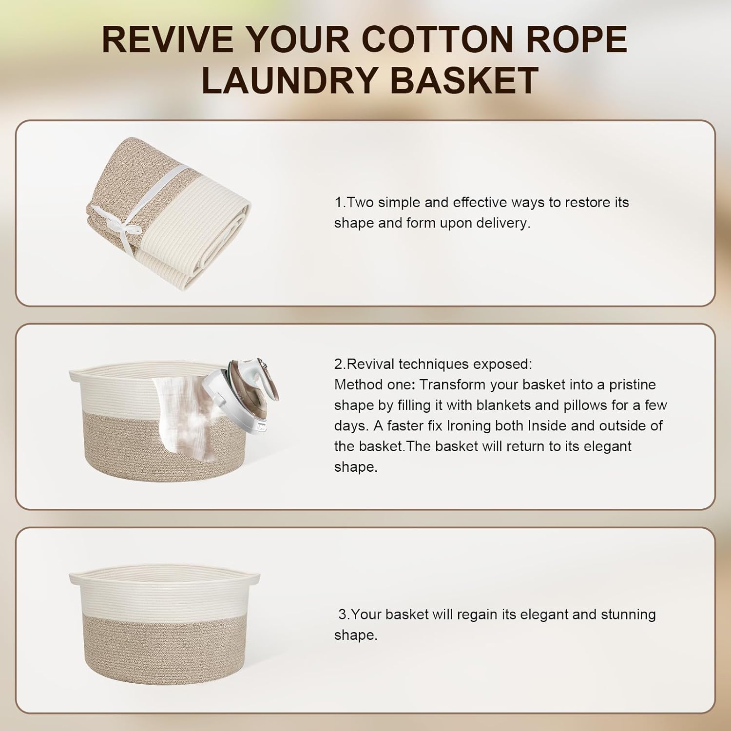 Elegant Large Cotton Rope Basket for Storage Brown