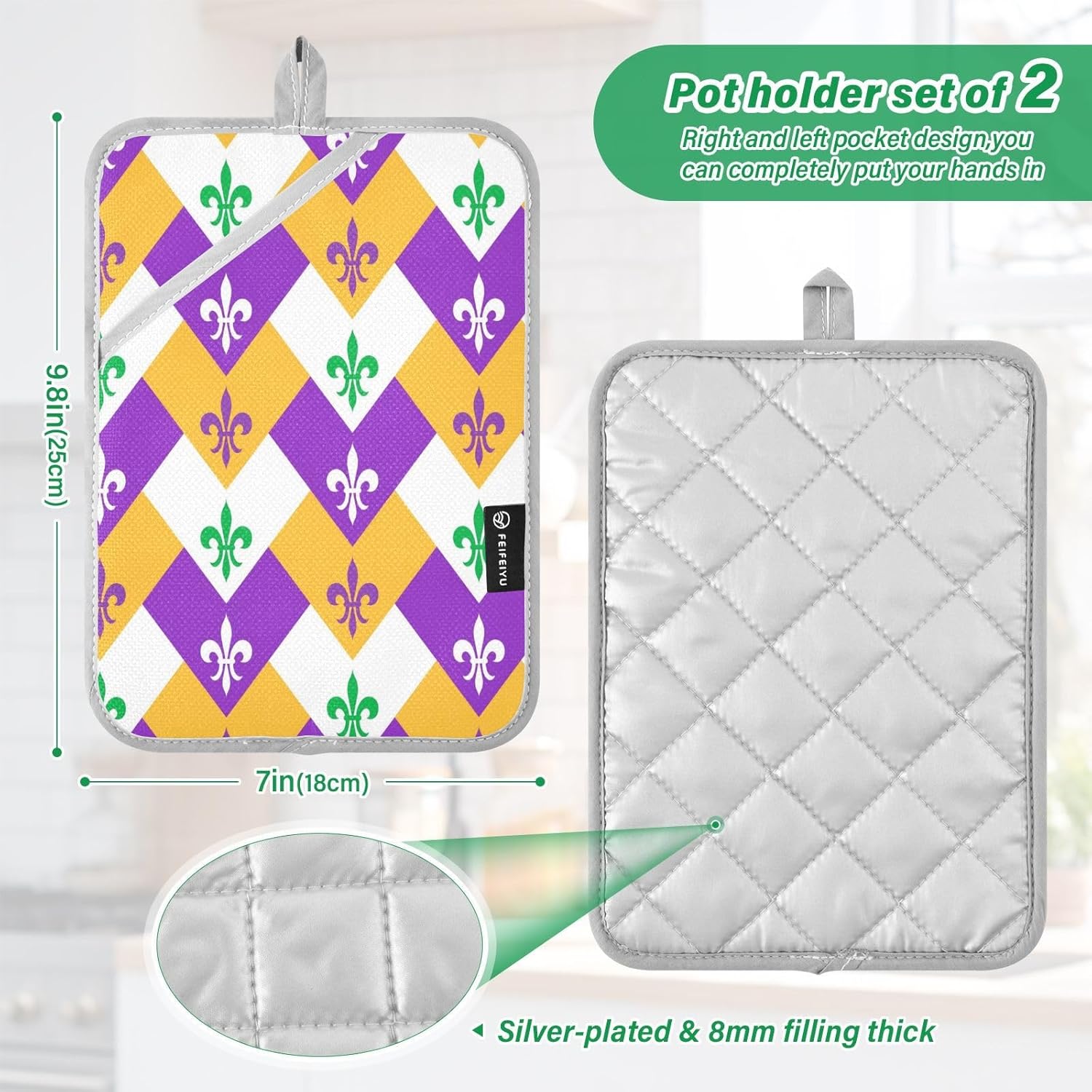 Vibrant Geometric POTHolders for Cooking Heat Resistant Durable Two-Piece Set
