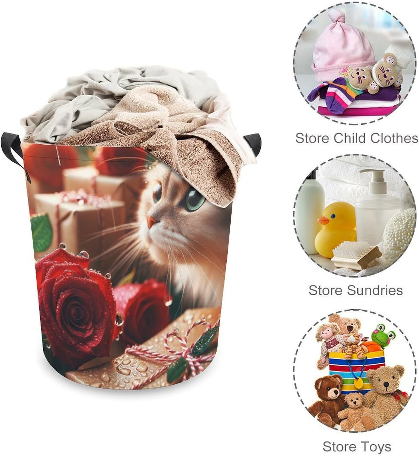 Raindrops Roses Cat Laundry Basket