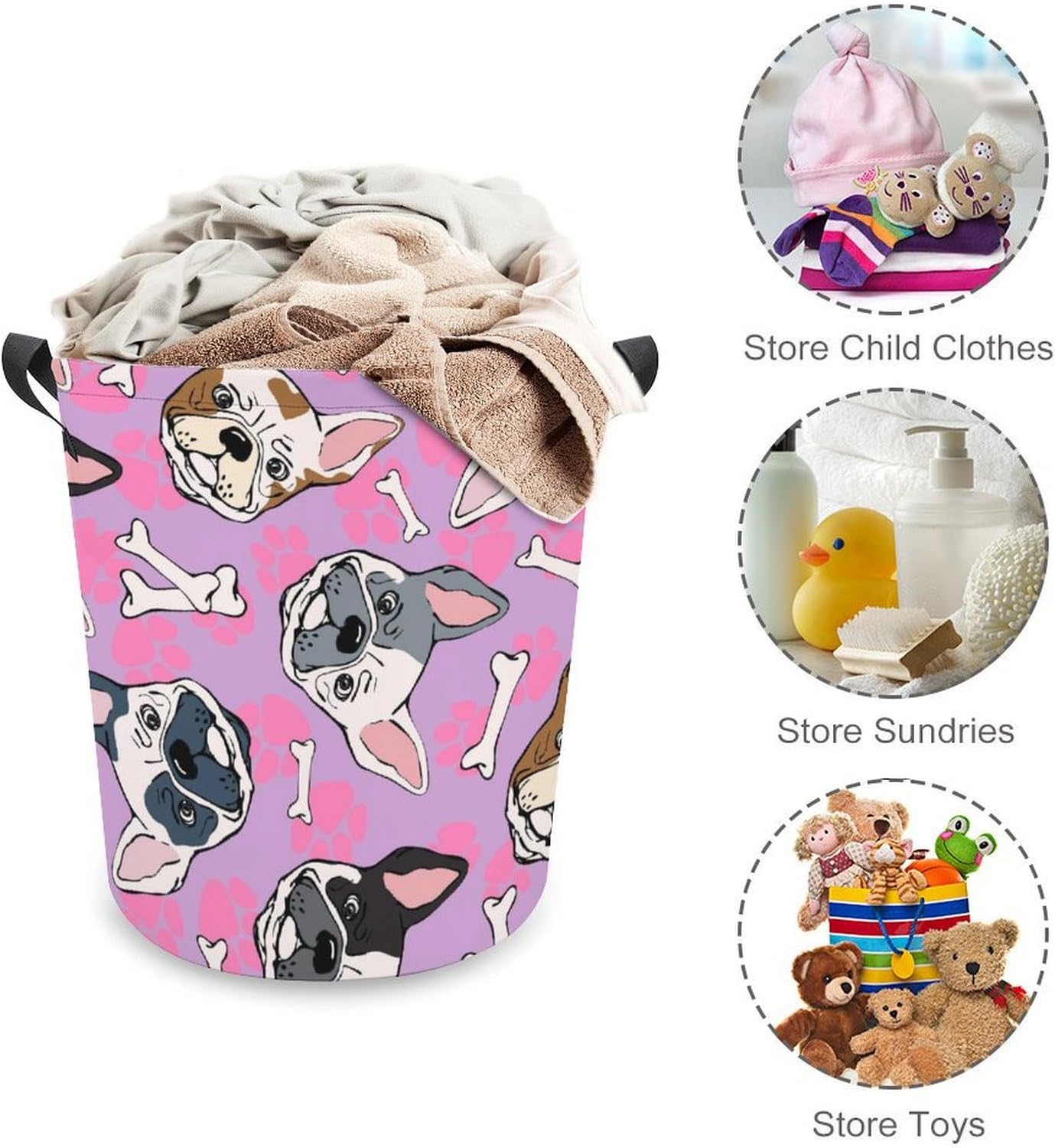 French Bulldog Waterproof Storage Basket with 173 x 138 Capacity