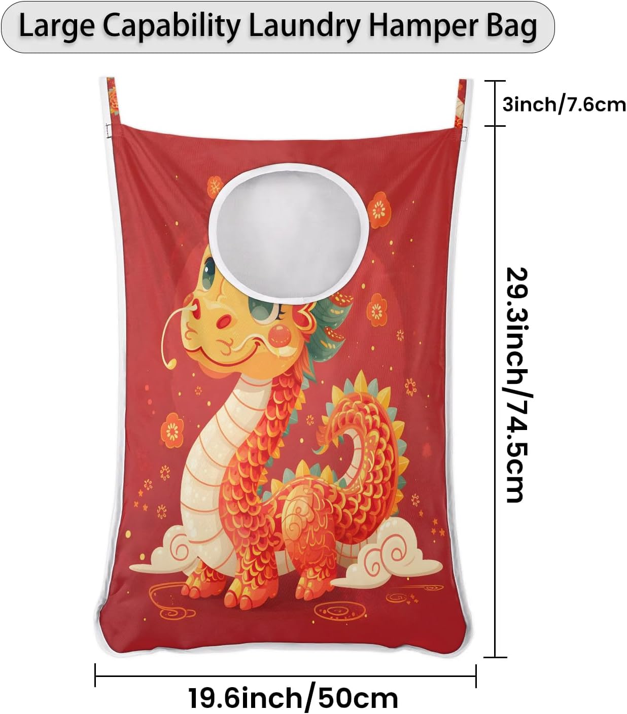 Hanging Laundry Hamper Bag Cute Dragon Design