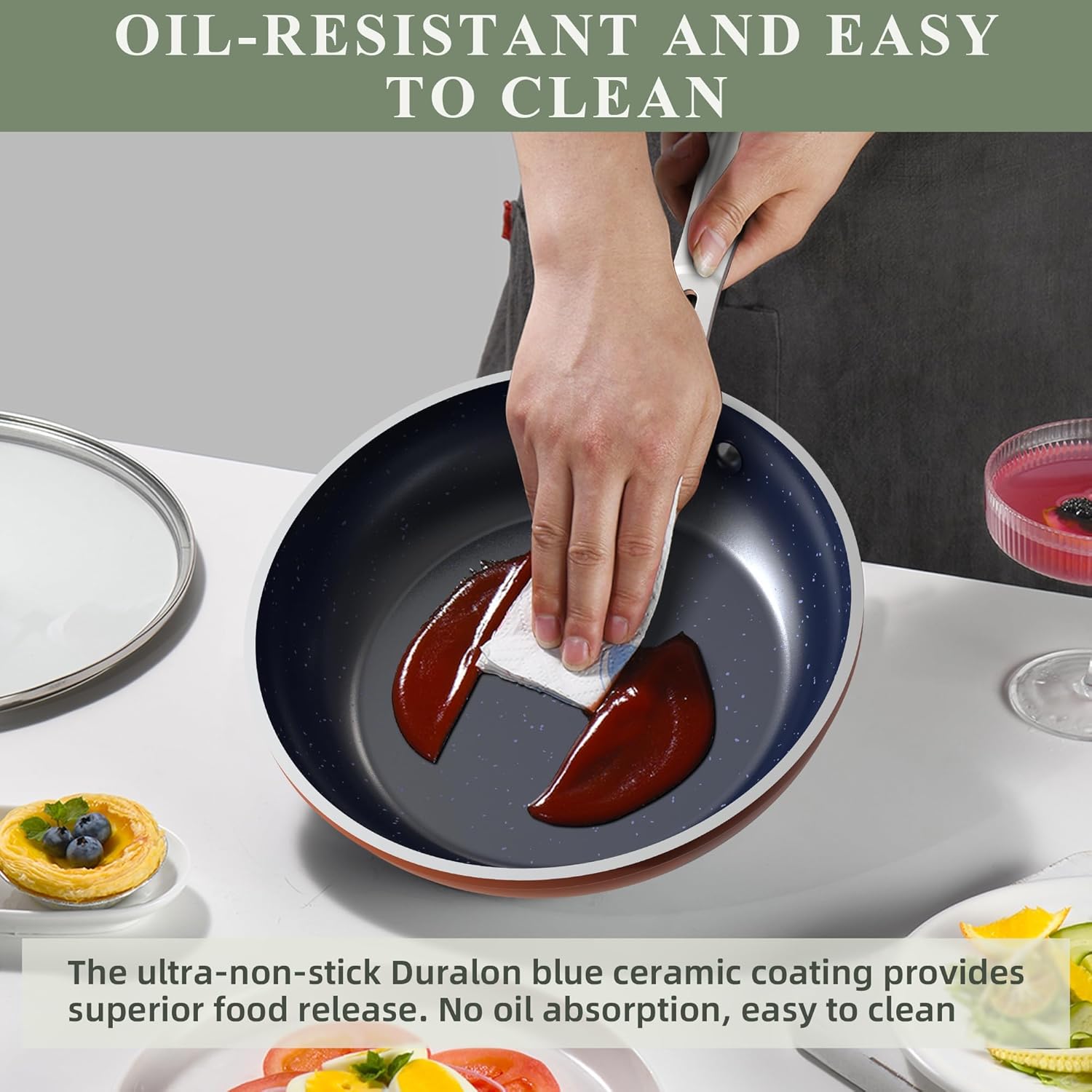 Nuwave Healthy Duralon Blue Ceramic Cookware Set