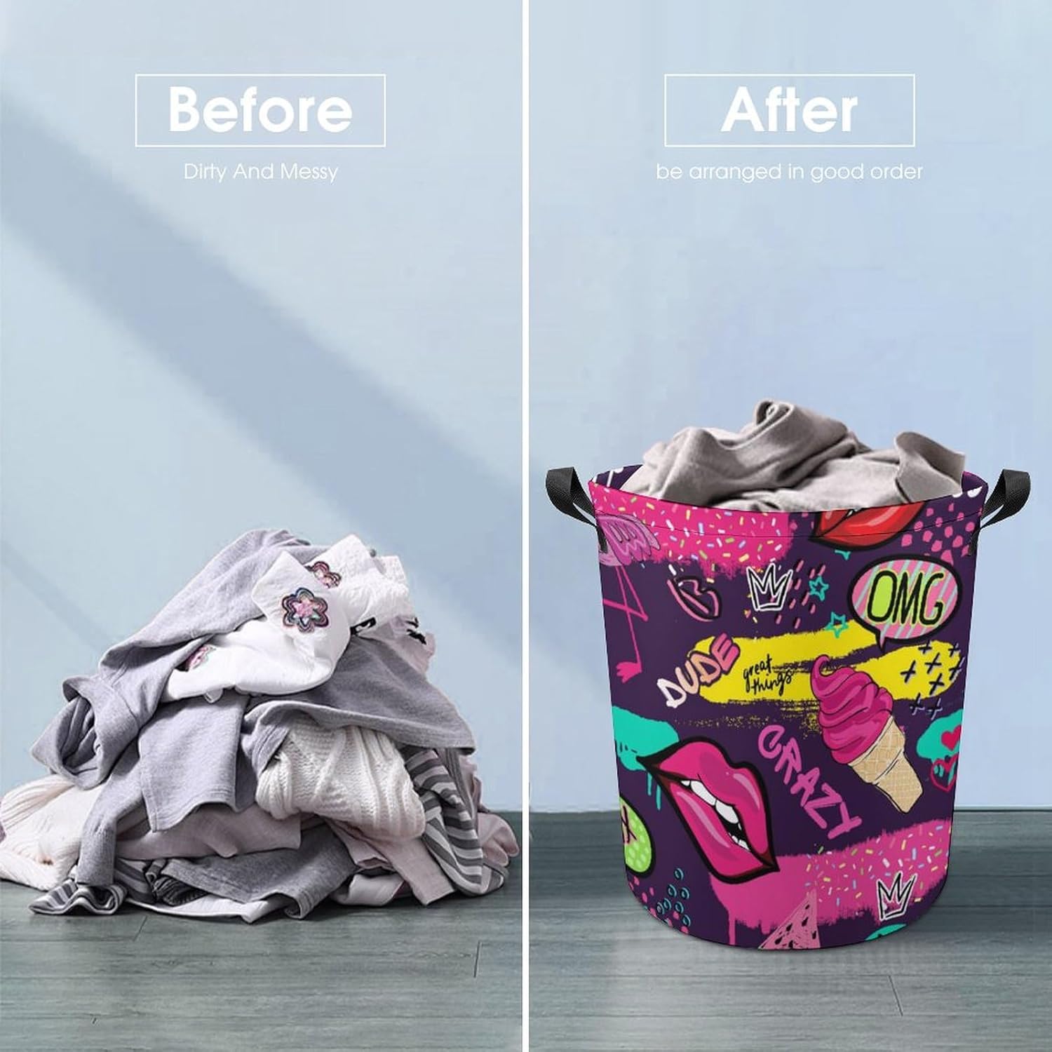 Collapsible Ice Cream Laundry Hamper