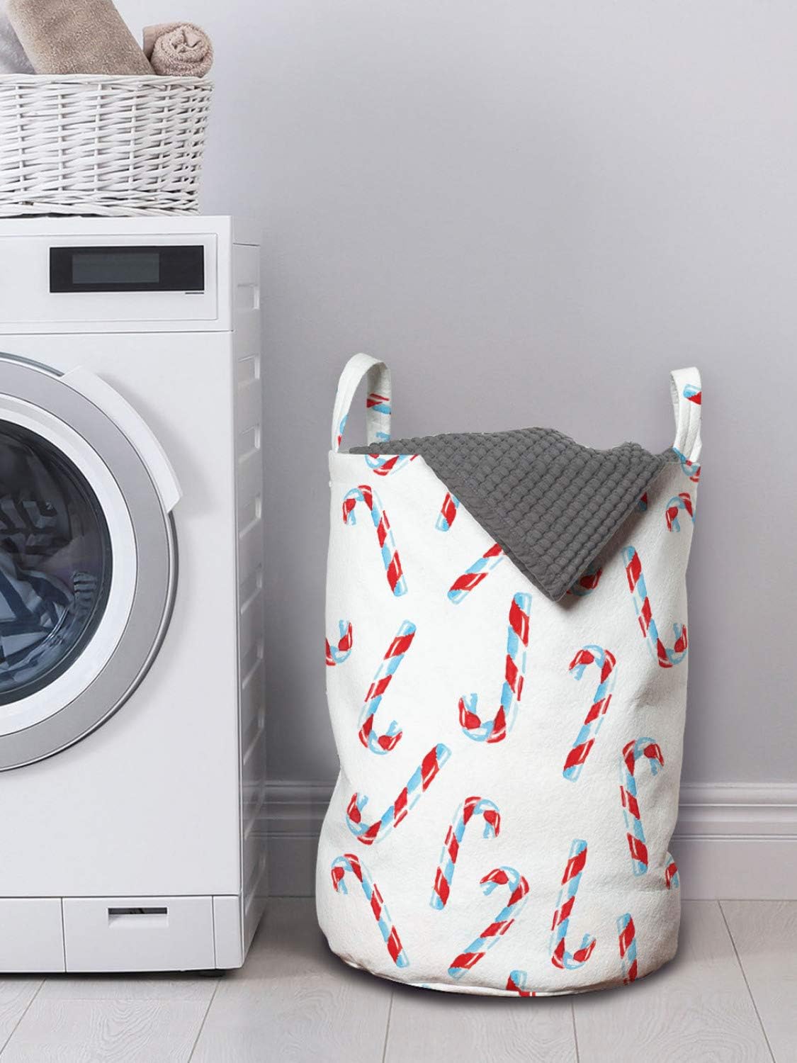 Perfect for Holidays Candy Cane Laundry Bag from Ambesonne