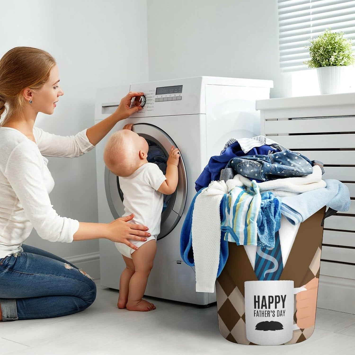 Happy Fathers Day Laundry Hamper with Handles