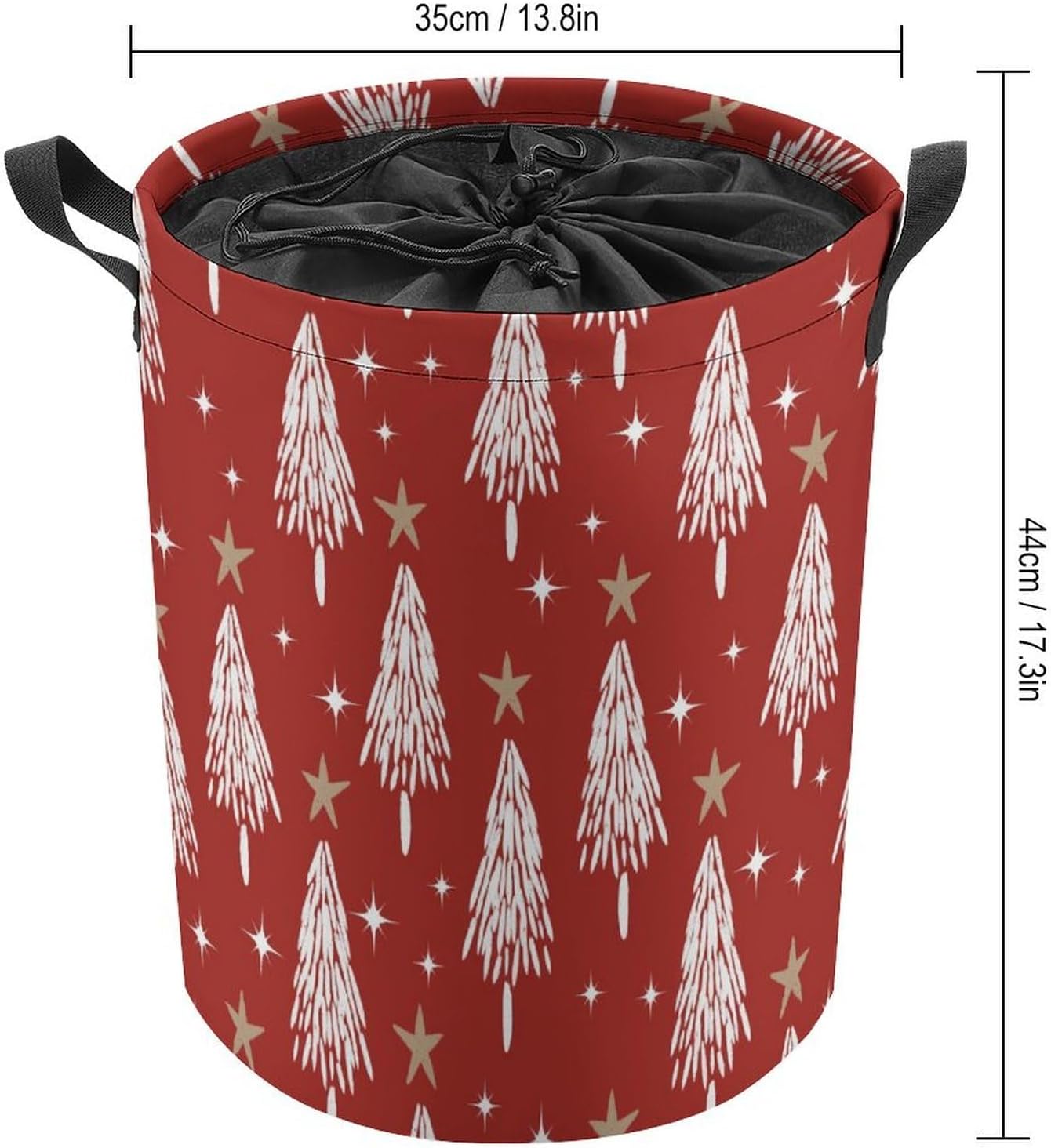 Red Christmas Trees Collapsible Star Laundry Hamper