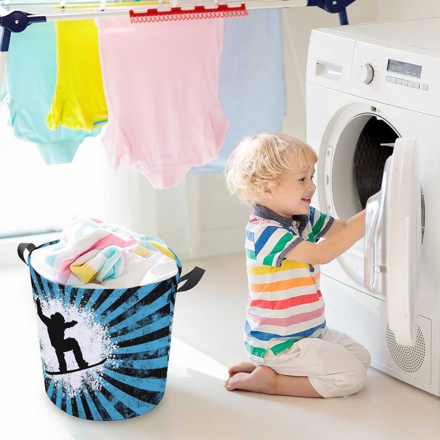 Meikko - Snowboarder Background Laundry Hamper