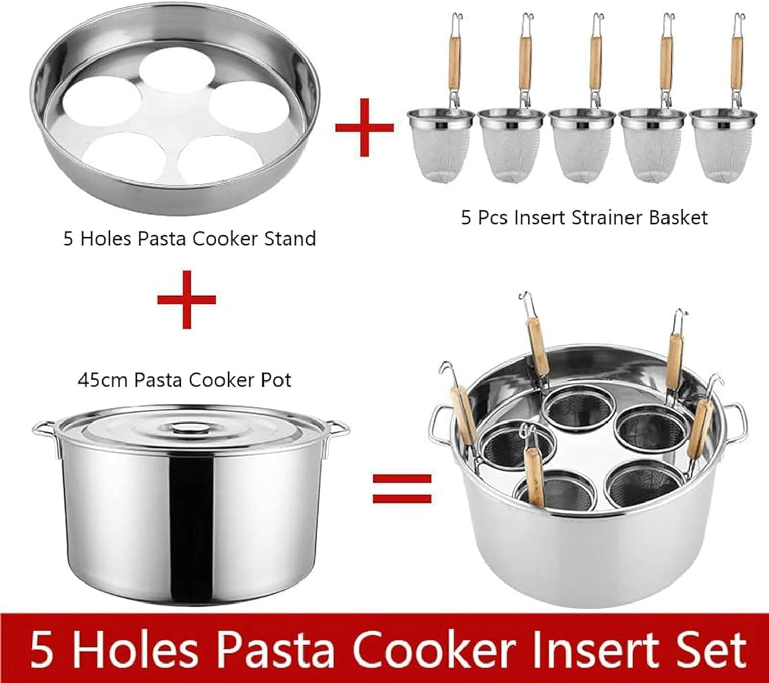 AttreX 5-Hole Pasta Cooker Basket for Home Kitchen