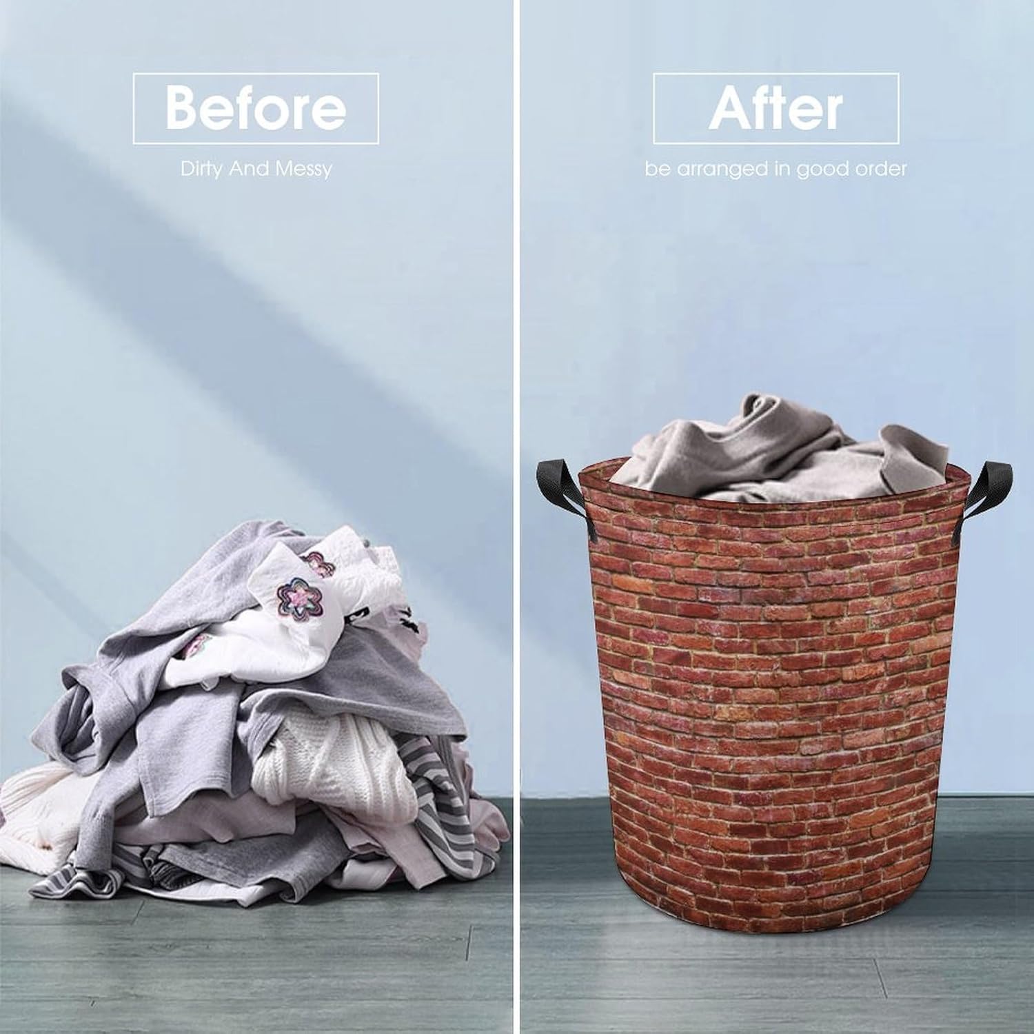 Durable Red Brick Wall Laundry Hamper Waterproof Collapsible for Dorms
