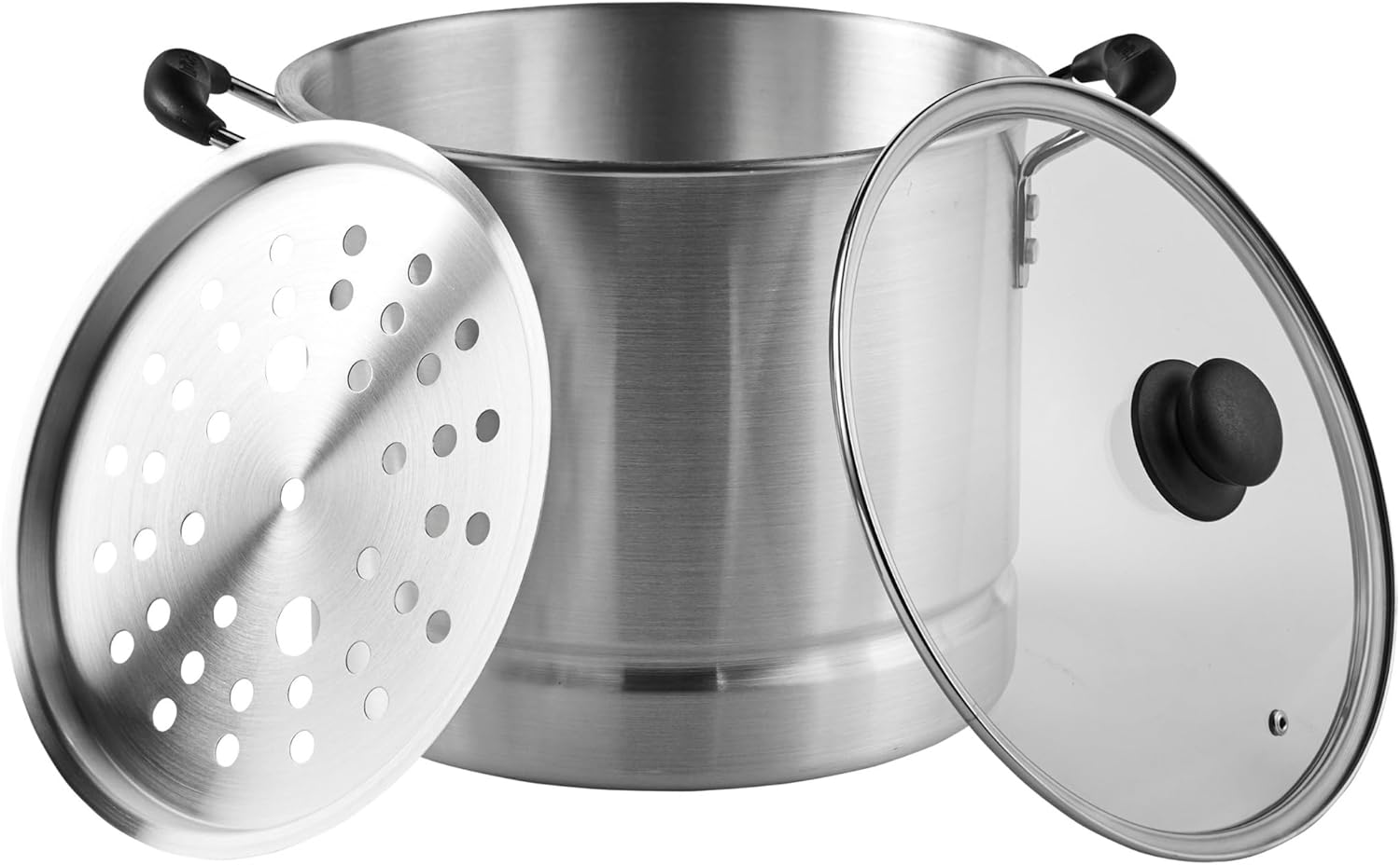 16-Quart Aluminum Steamer with Glass Lid Perfect for Food Preparation