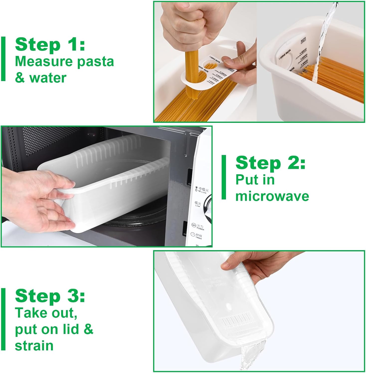 Potahouse Microwave Pasta Cooker With Strainer Lid Quick Easy Cooking