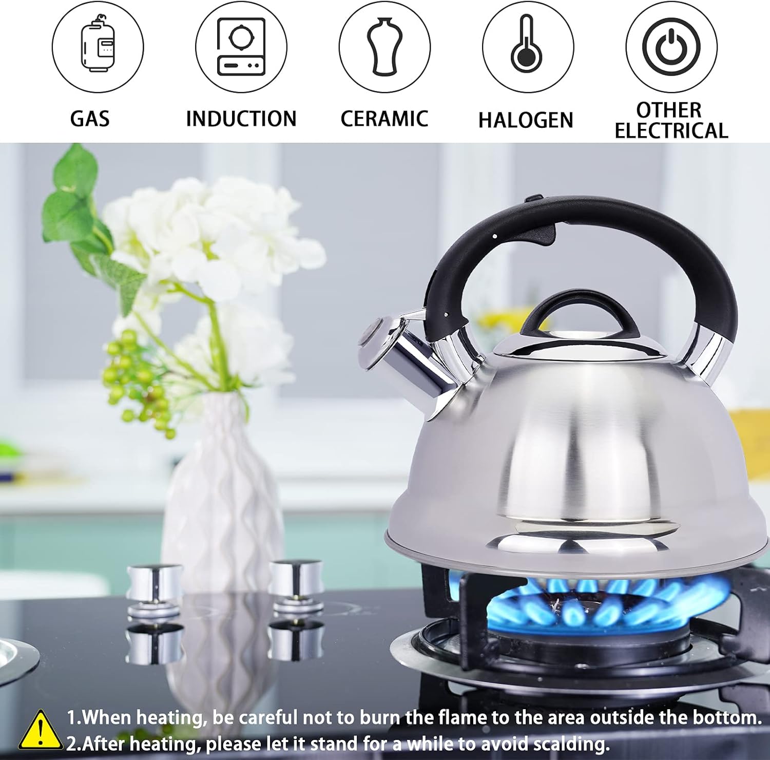 25 Quart Ergonomic Whistling Tea Kettle